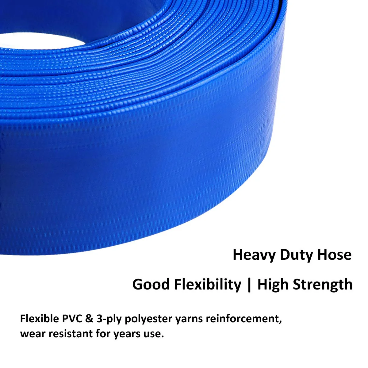 3" x 50' Blue PVC Backwash Hose for Swimming Pools, Heavy Duty Discharge Hose Reinforced Pool Drain Hose with Aluminum Camlock C and E Fittings - Image 6