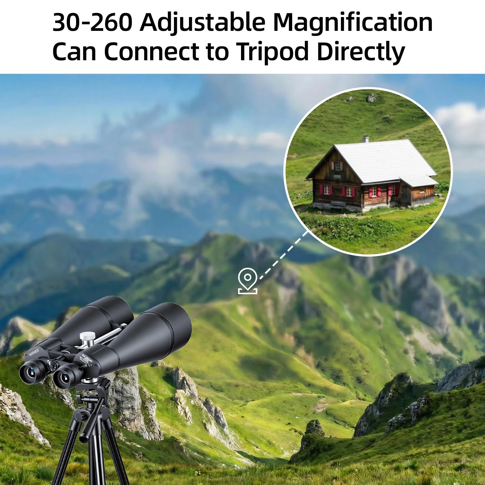 30-260X80 High Power Binoculars for Adults, Outdoor Long Range Binoculars for Birdwatching Hunting Stargazing Travel with Tripod Adapter and Carrying Case (Black, 30-260X80) - Image 6