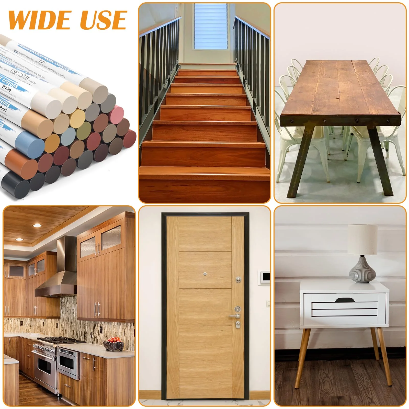 30+2P Wood Filler Sticks, Windspeed 30 Colos Wood Filler Putty Wax Crayons Furniture Repair Kit Putty Stick for Baseboard Cabinets Furniture Floors(with 2 Scrapers) - Image 3