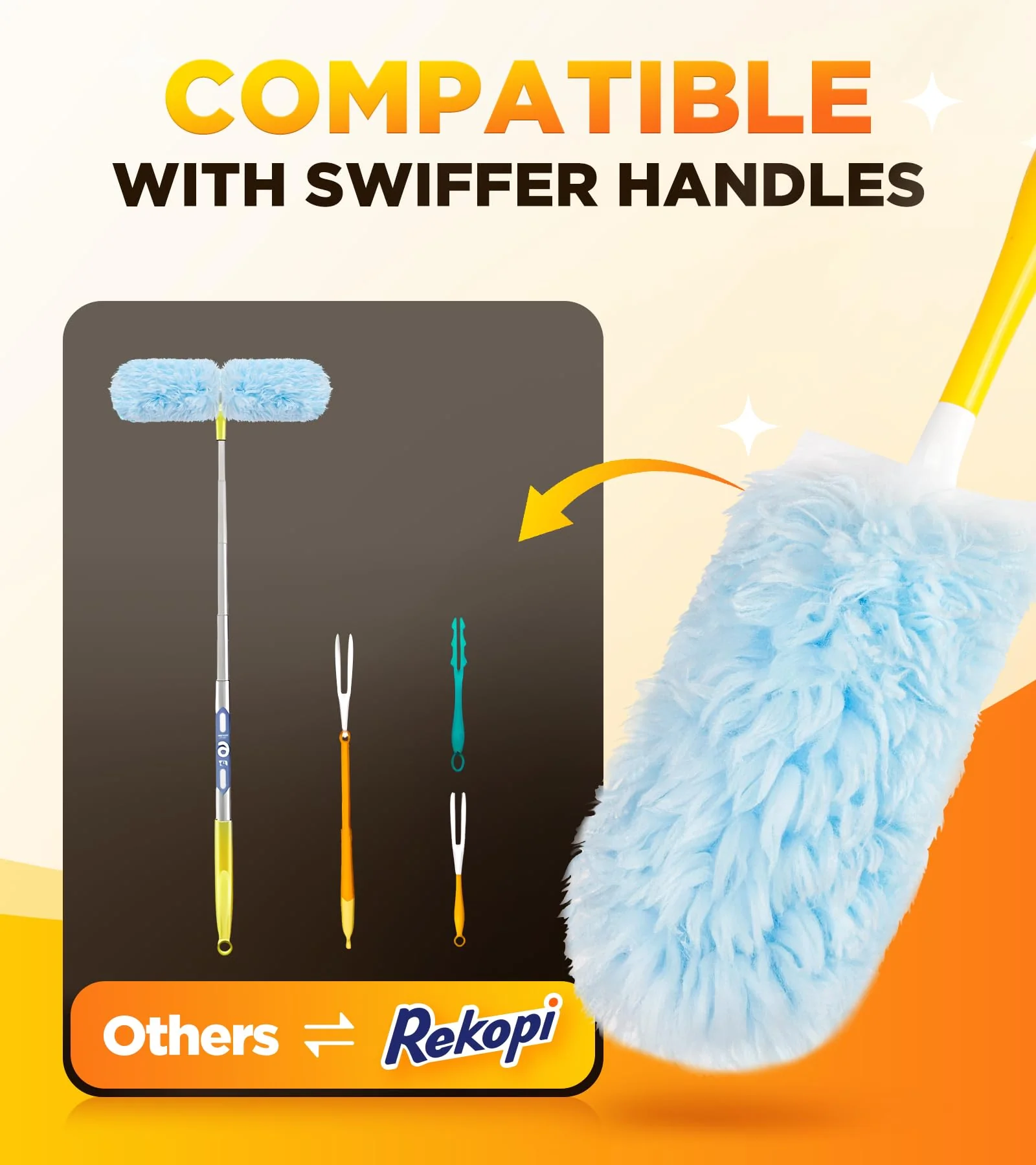 30 Count Duster Refill for Swiffer Duster with 1 Handle, One-Sided Disposable Dusters Refills with 4X Microfibers, Unscented Dusters for Cleaning Home, Furniture, Blinds & Vent - Image 4