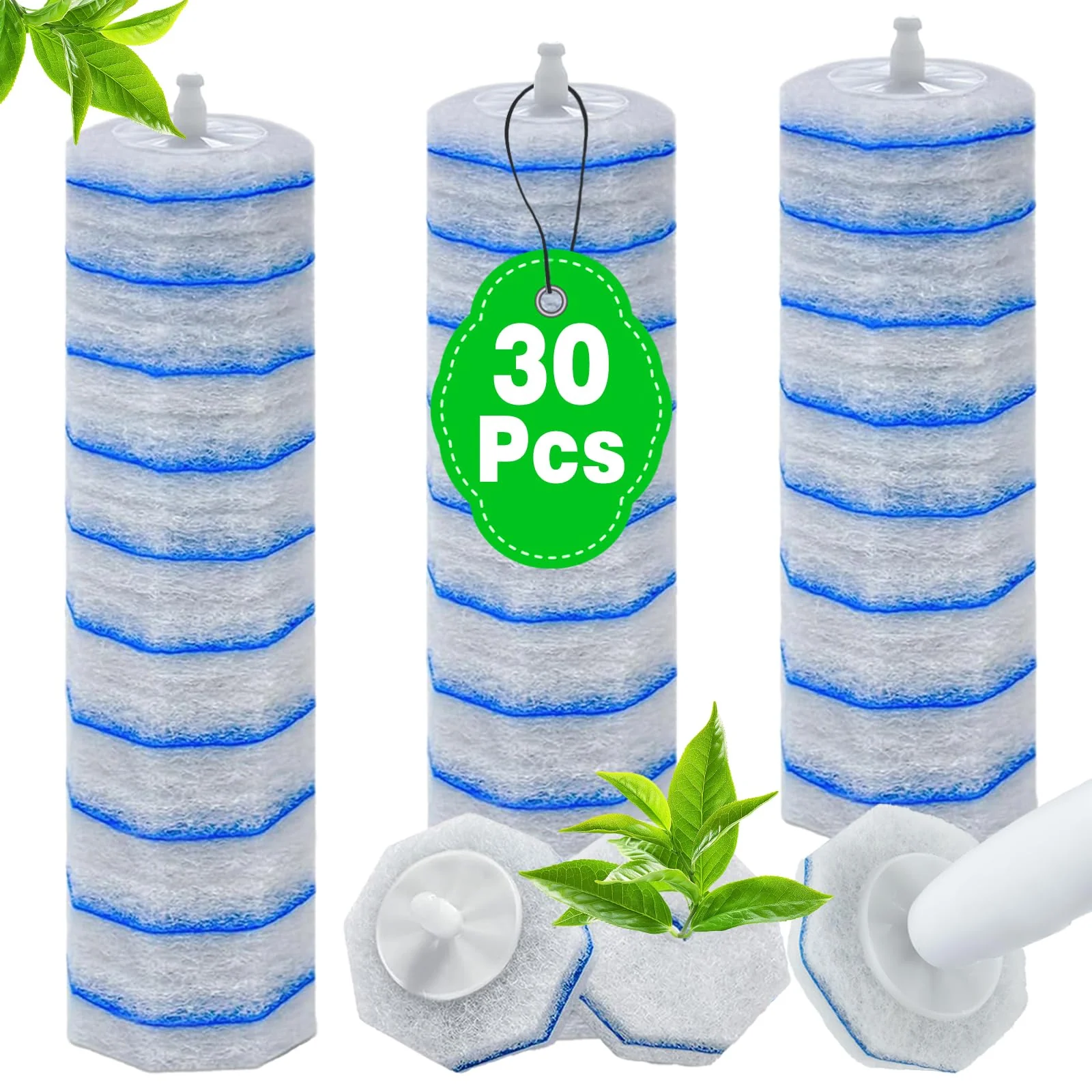 30 Count Toilet Wand Refills for Clorox, 4X Cleaning Power Toilet Bowl Cleaner Refill Pads for Clorox Wand System, Disposable Toilet Brush for Bathroom Cleaning,Light Scent