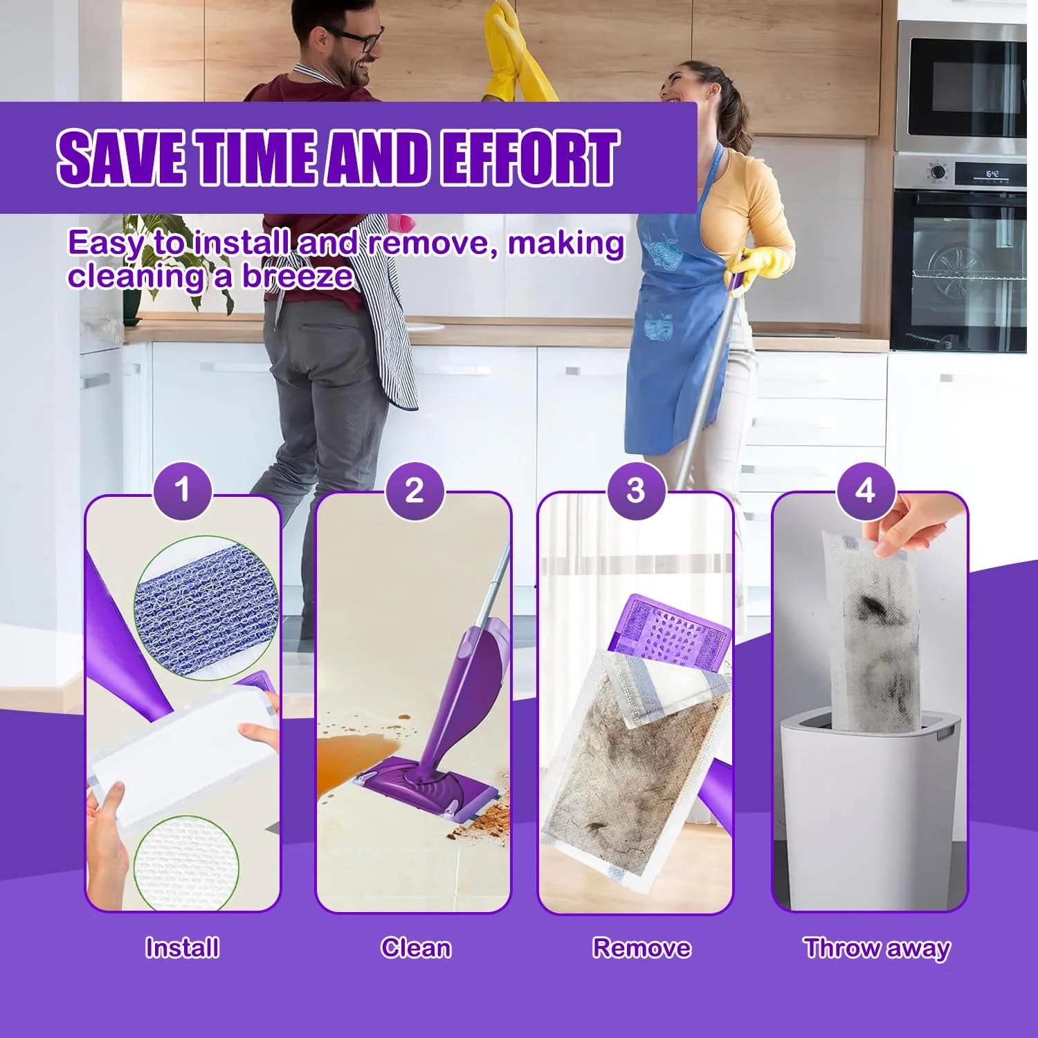 30 Pack Disposable Wet Jet Mop Pads Refill for Swiffer Wet Jet Pads Refill,Wet Jet Mopping Pads for All Purpose Multi Surface Hardwood Floor Cleaning, 4 Layers Thickened and Super Absorbent. - Image 2