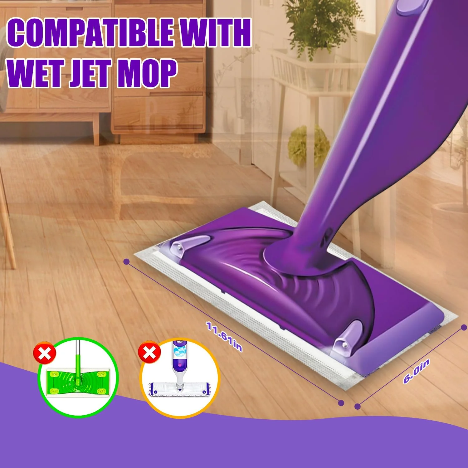 30 Pack Disposable Wet Jet Mop Pads Refill for Swiffer Wet Jet Pads Refill,Wet Jet Mopping Pads for All Purpose Multi Surface Hardwood Floor Cleaning, 4 Layers Thickened and Super Absorbent. - Image 5