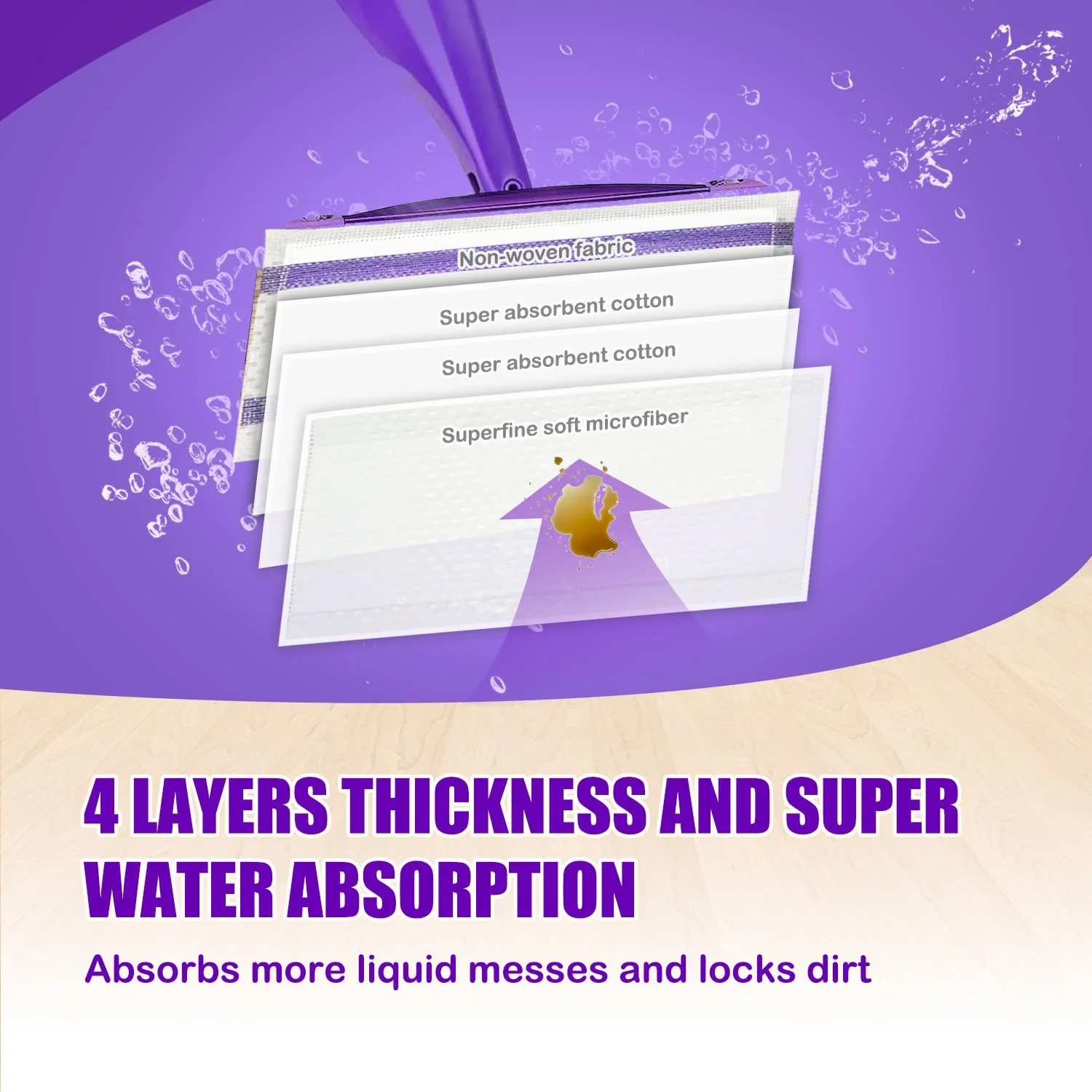 30 Pack Disposable Wet Jet Mop Pads Refill for Swiffer Wet Jet Pads Refill,Wet Jet Mopping Pads for All Purpose Multi Surface Hardwood Floor Cleaning, 4 Layers Thickened and Super Absorbent. - Image 6