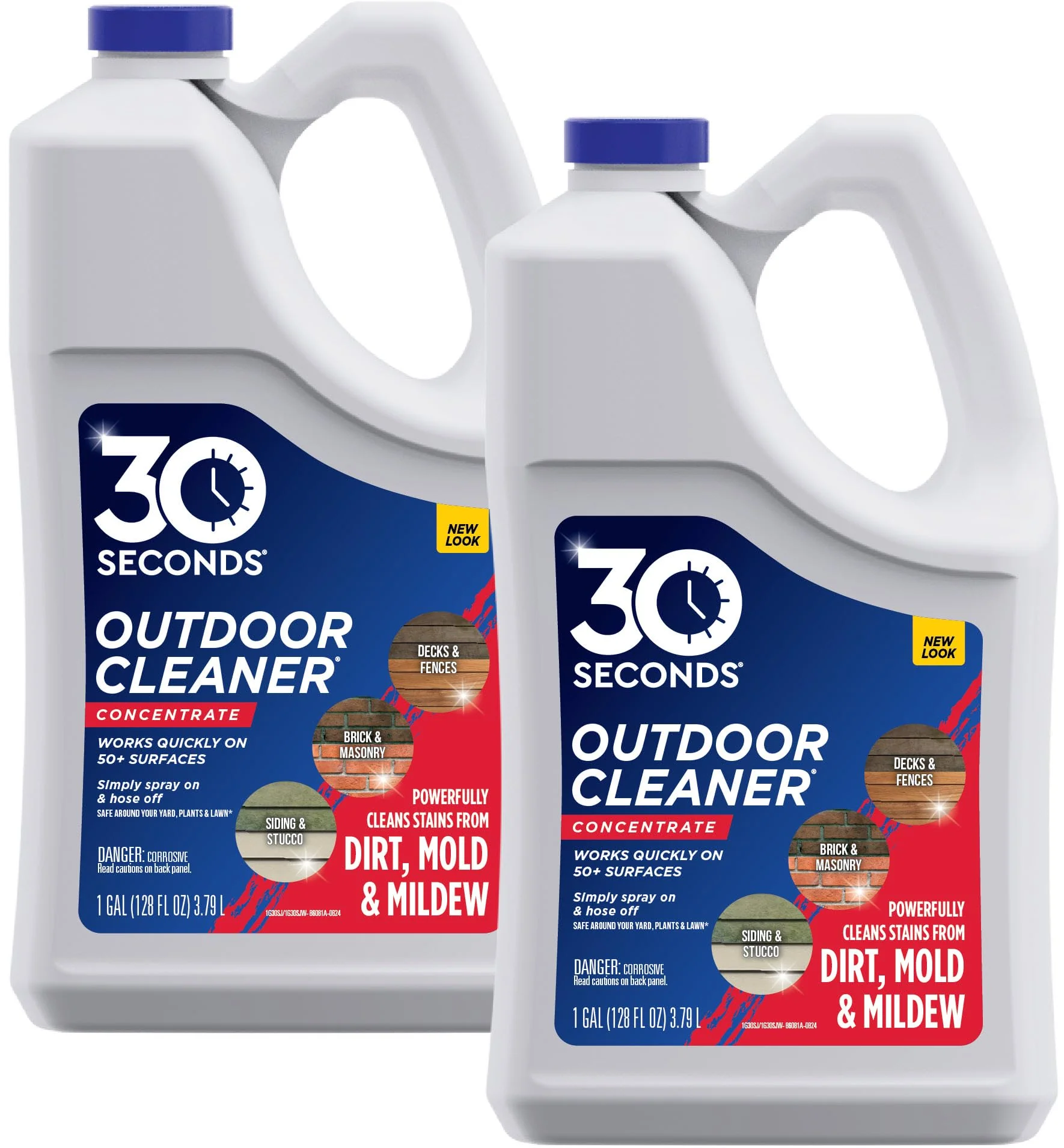 30 SECONDS Outdoor Mold & Mildew Cleaner & Stain Remover Concentrate | 128 fl. oz. | 2 Pack