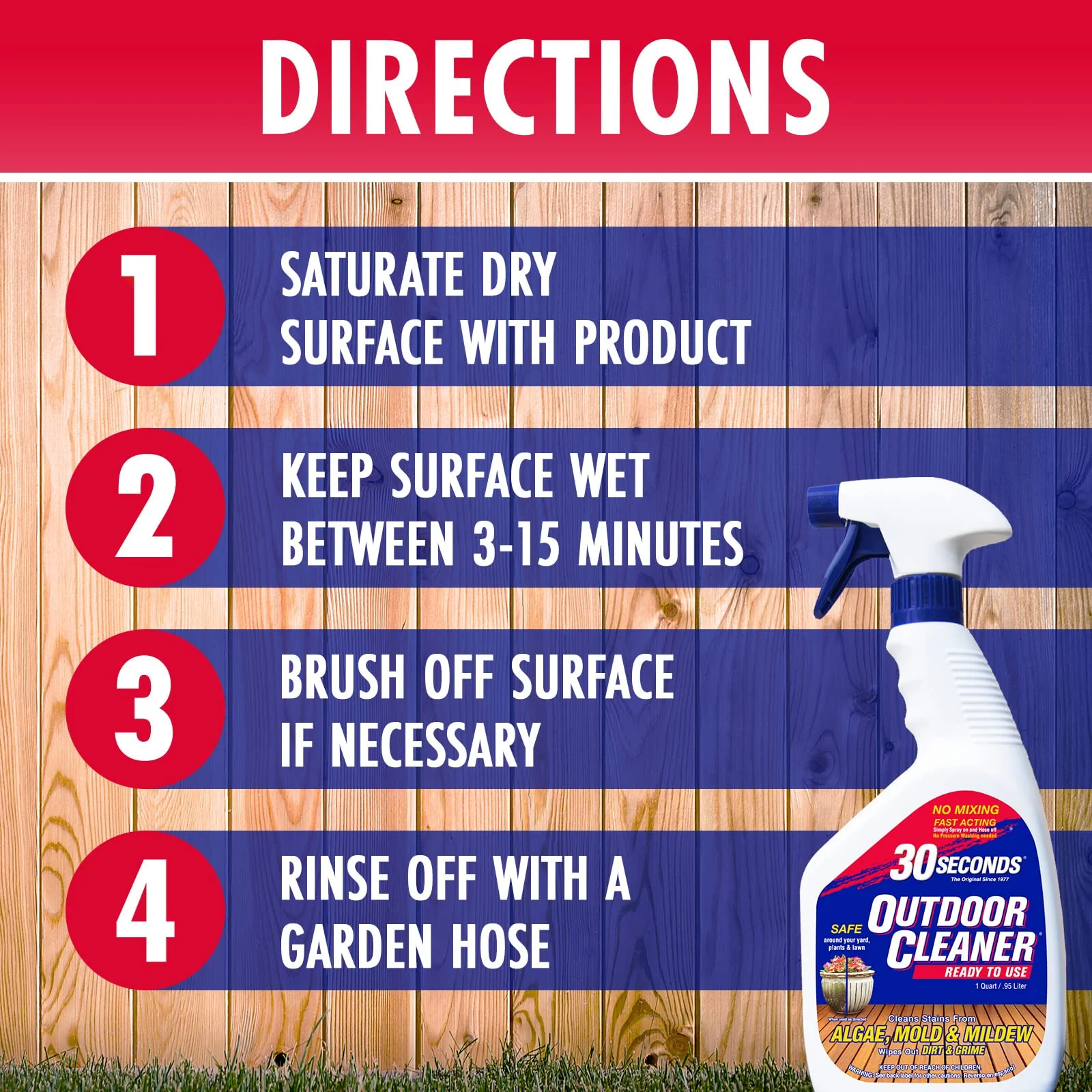30 SECONDS Outdoor Mold & Mildew Stain Remover Spray | Ready To Use | 32 fl. oz. | 2 Pack - Image 6