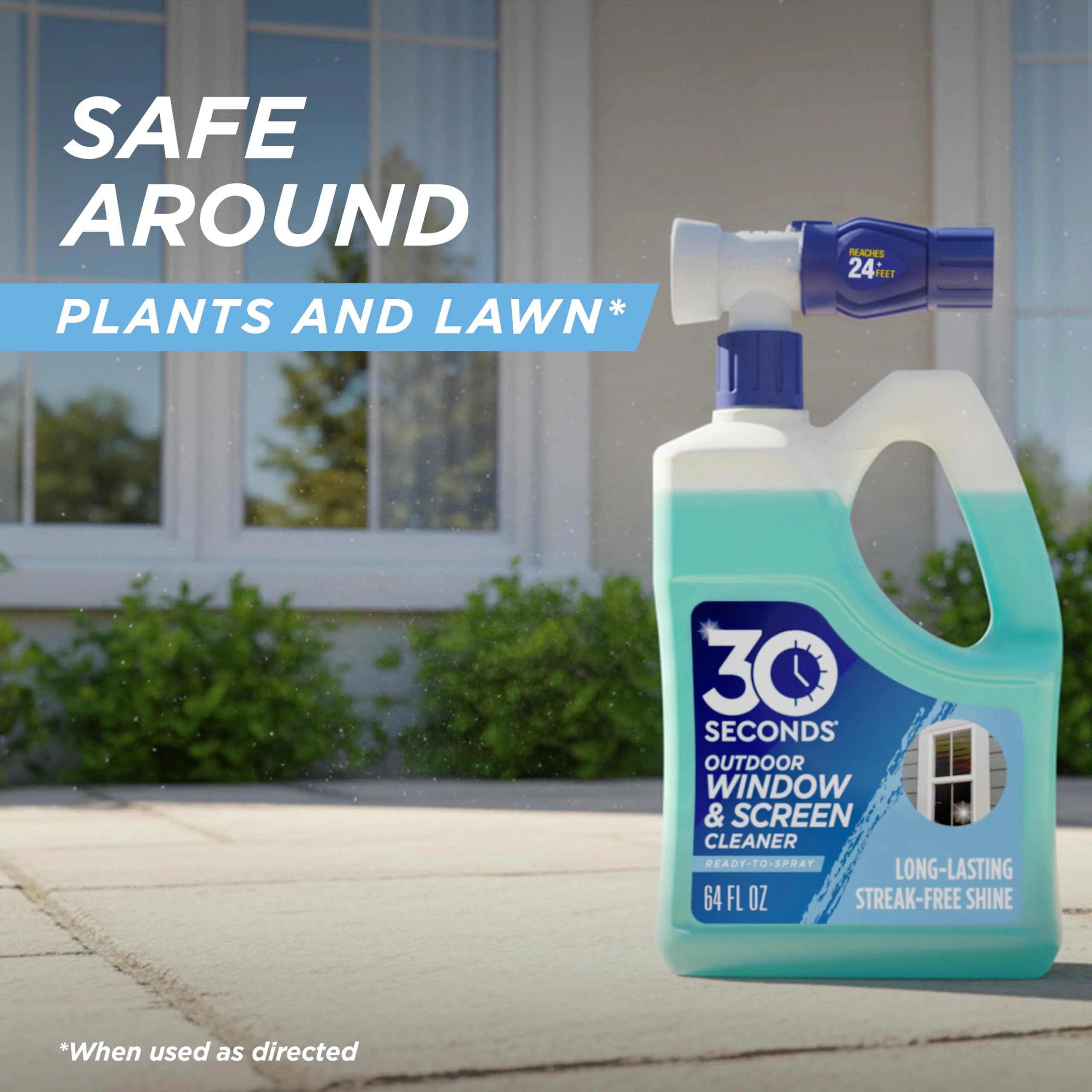 30 SECONDS Outdoor Window & Screen Concentrated Cleaner for Glass, Patio Doors, Fiberglass, Furniture - No Screen Removal Required, Spray & Rinse - Hose End Spray Attachment (2 PACK) - Image 5