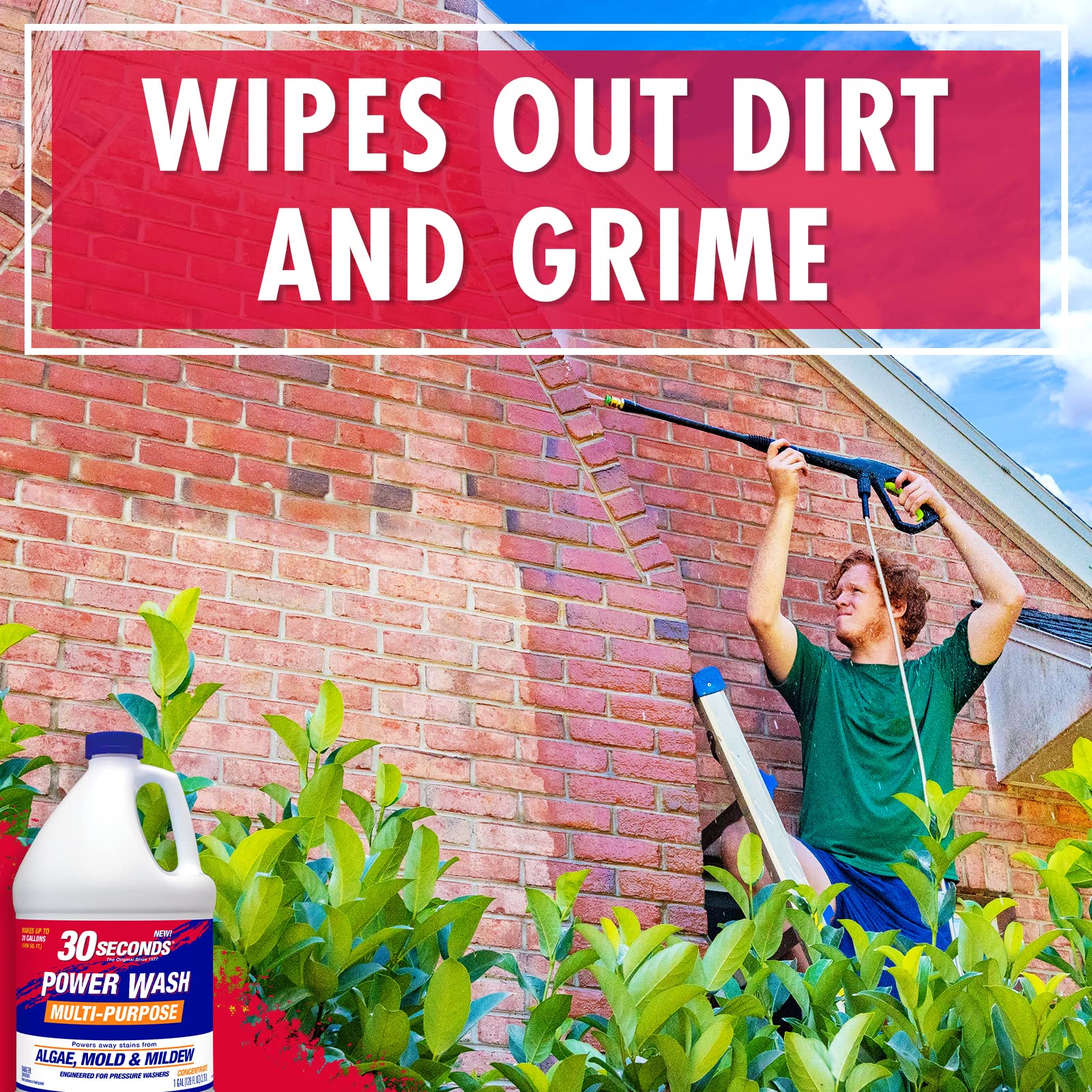30 SECONDS Pressure Washer Concentrated Cleaner – Power Cleans Stains from Algae, Mold & Mildew, Dirt, Grime – Makes up to 20 Gallons - Image 3