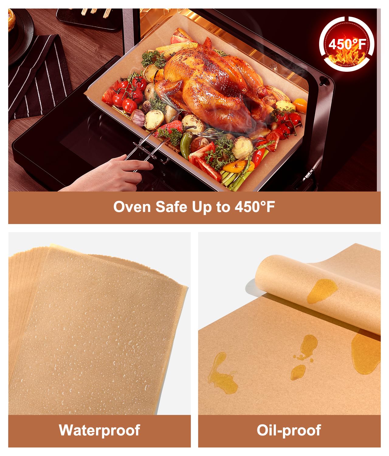 300 Count Parchment Paper Baking Sheets, 9 x 13 Inch, Precut Non-Stick Unbleached Baking Paper Liners for Oven, Grill, Air Fryer, Steaming, Multipurpose for Bread, Cupcakes, Cookies and More - Image 4