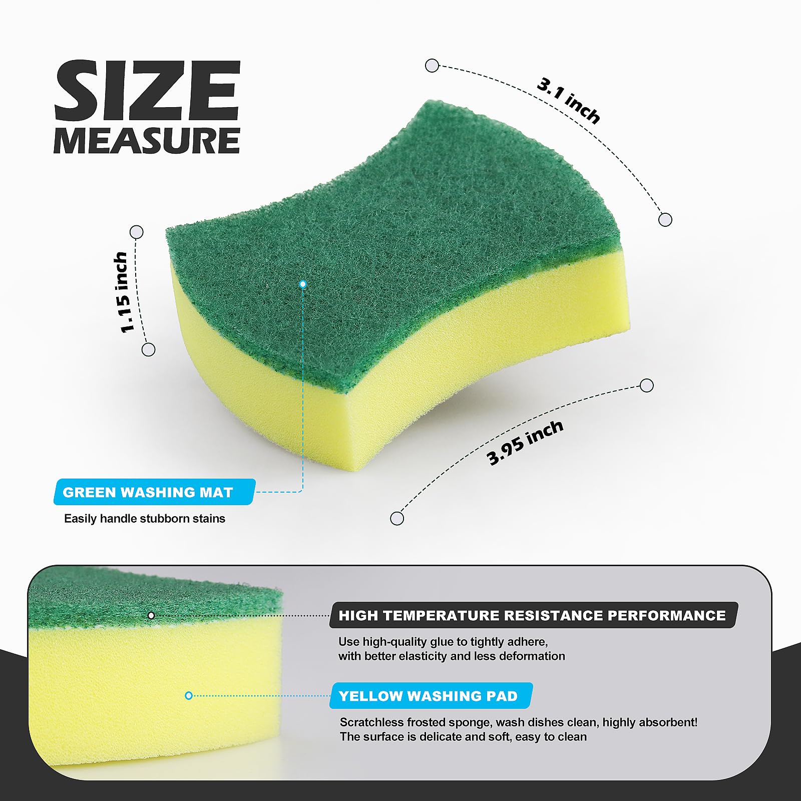 300 Pack Kitchen Cleaning Sponges, Eco Non-Scratch for Dish,Scrub Sponges. - Image 6
