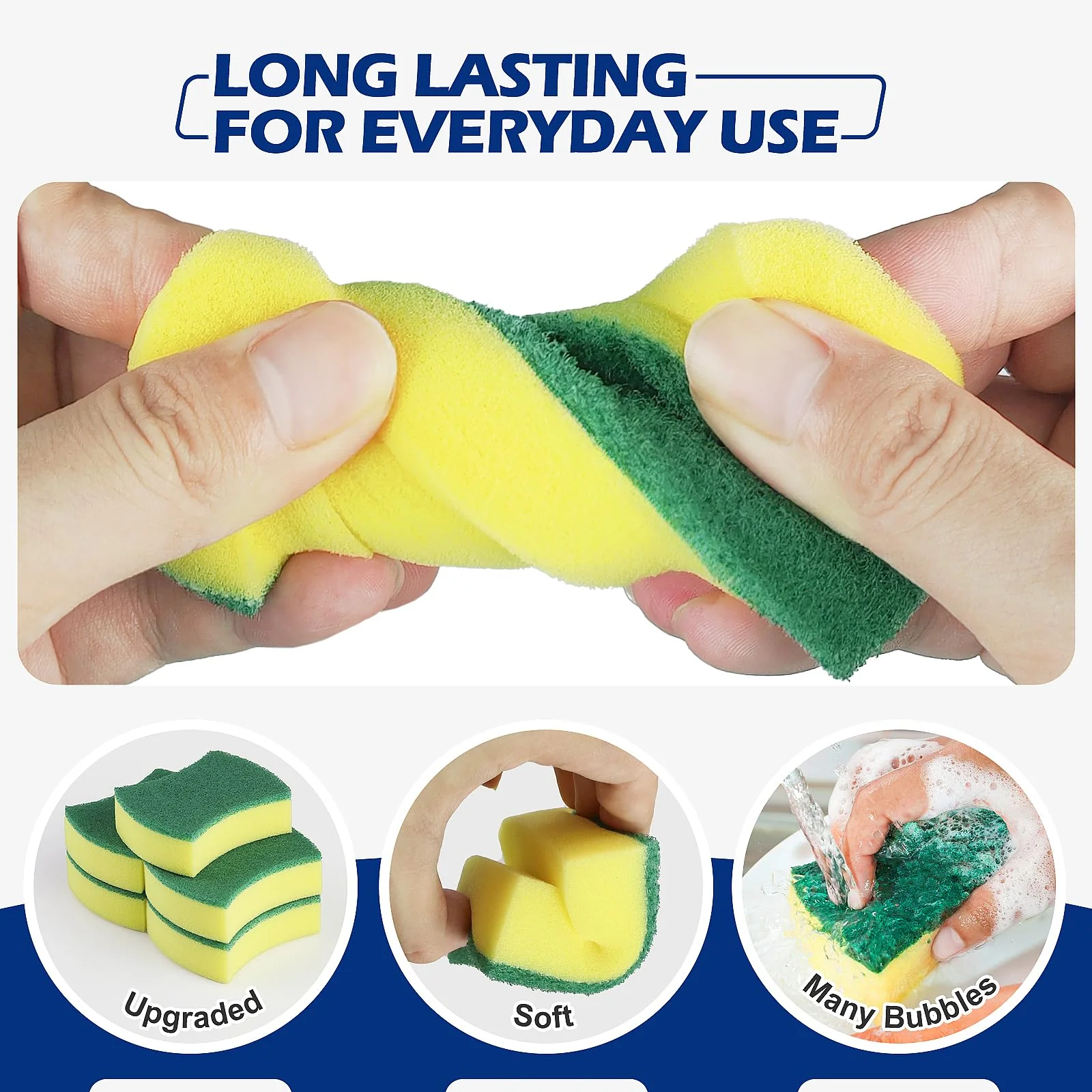 300 Pack Kitchen Cleaning Sponges, Eco Non-Scratch for Dish,Scrub Sponges. - Image 7