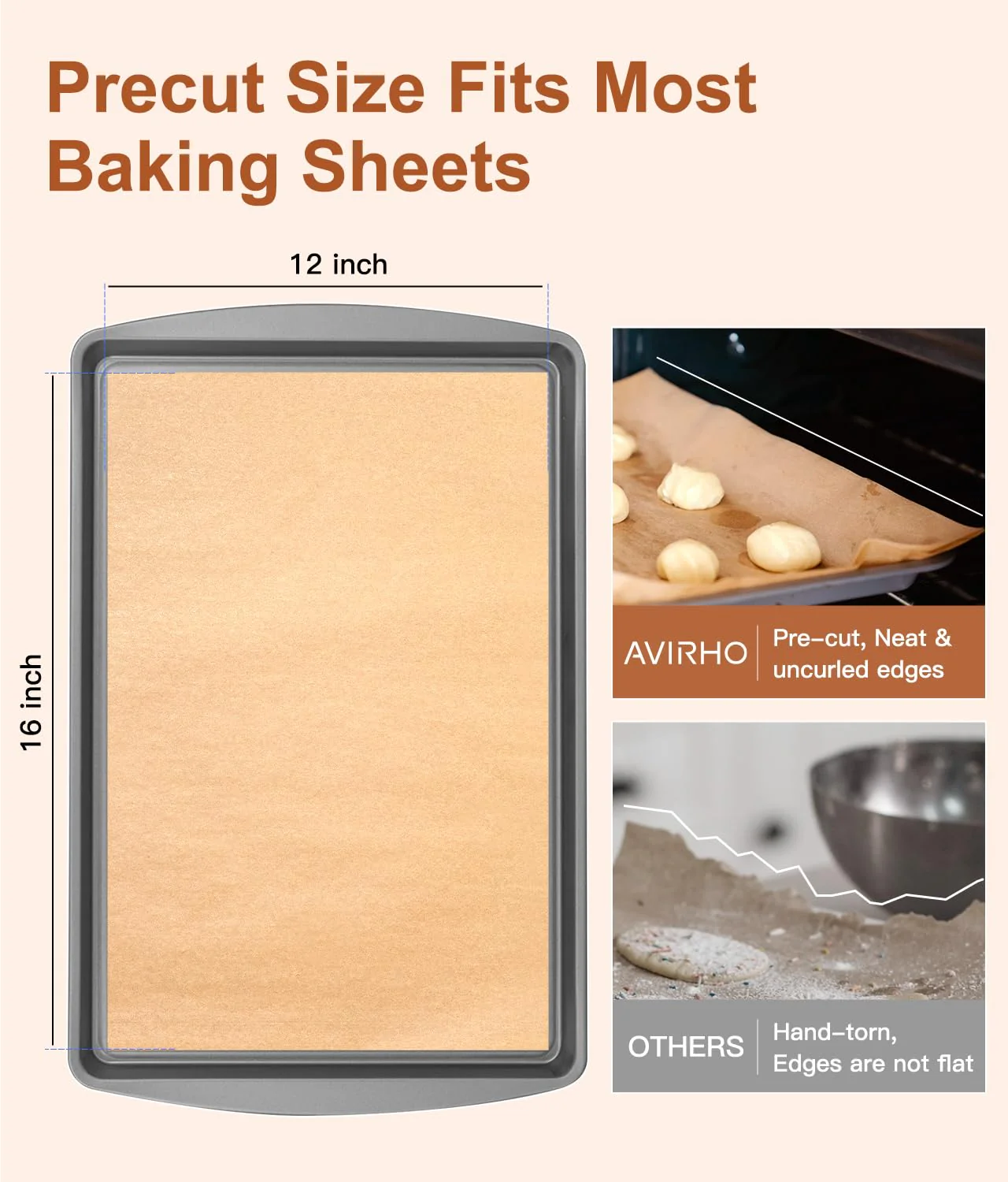 300 Pcs Unbleached Parchment Paper Sheets, 12x16 Inch Precut Baking Paper for Baking Sheet, Non-Stick Parchment Paper for Baking, Oven, Air Fryer, Grilling, Steaming, Cookies, Bread, Cake - Image 7