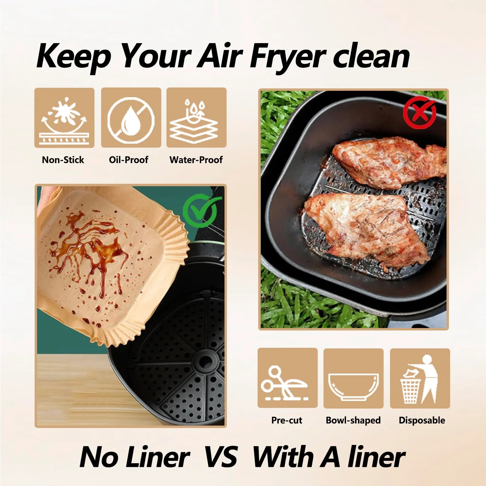 300PCS Air Fryer Liners disposable for Ninja Crispi,Air Fryer Accessories for Ninja Crispi 4-in-1 Portable Glass Cooking System,Ninja Crispi Containers - Image 5