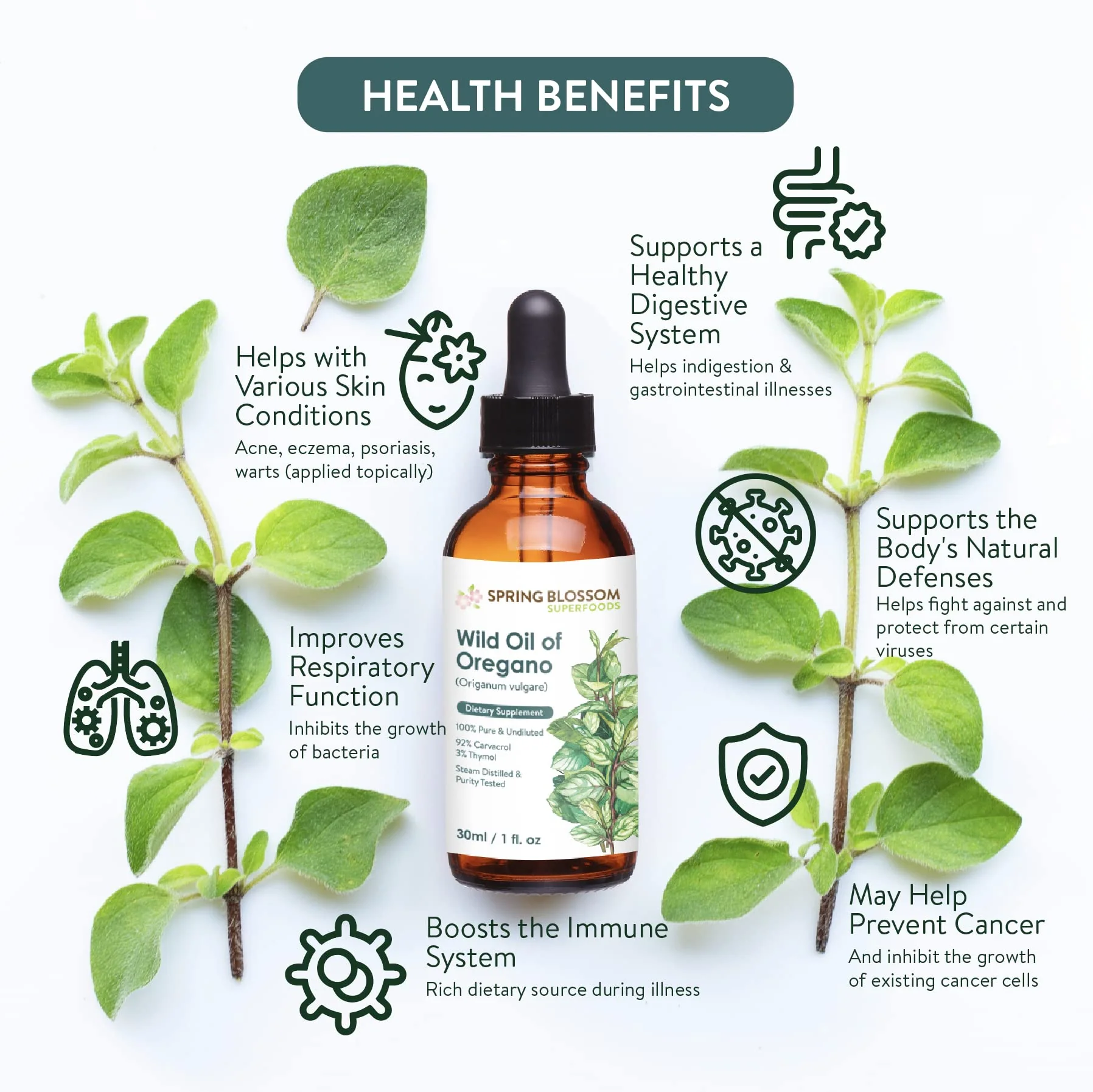 30ml Oregano Oil 100% Pure & Undiluted Min 92% Carvacrol Super-Strength Himalayan Essential Oil of Oregano (Origanum Vulgare) Highly Potent Immunity Booster for Cold, Cough, Sore Throat & Gut Health - Image 7
