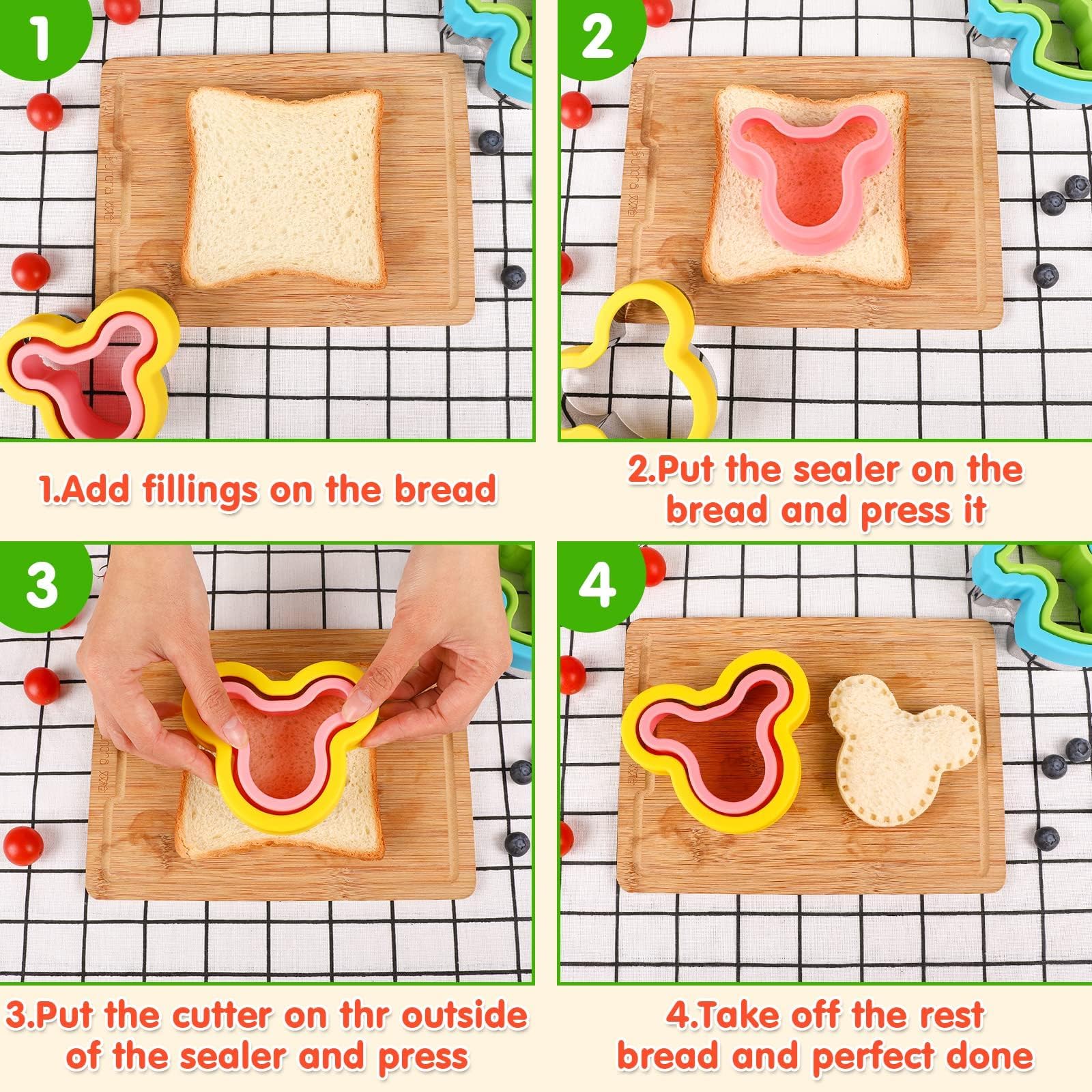 30Pcs Sandwich Cutter and Sealer for Kids Fruit Cutters Shapes Food Picks Crustless Sandwich Shape Cutters Decruster Sandwich Maker DIY Cookie Cutter Boys Girls School Bento Box - Image 4