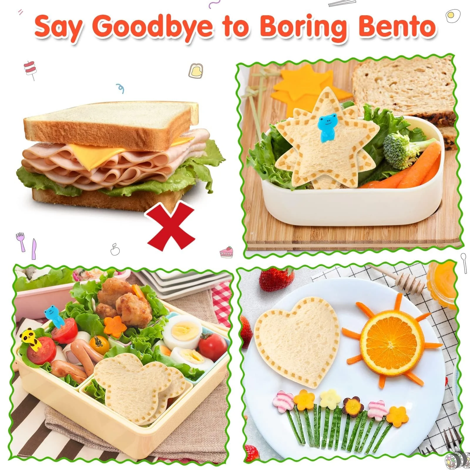 30Pcs Sandwich Cutter and Sealer for Kids Fruit Cutters Shapes Food Picks Crustless Sandwich Shape Cutters Decruster Sandwich Maker DIY Cookie Cutter Boys Girls School Bento Box - Image 5