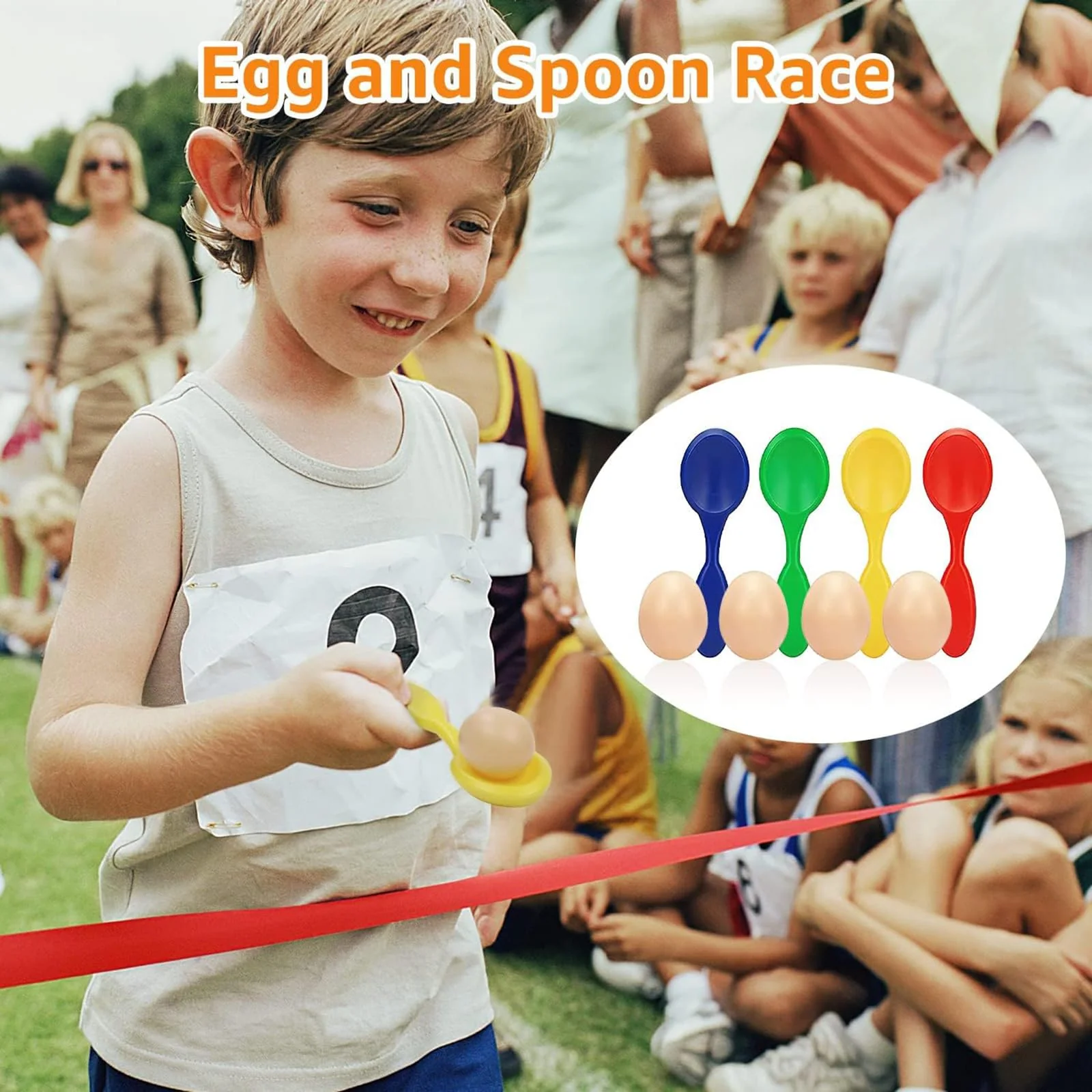 32 Pcs Outdoor Games Potato Sack Race Bags for Kids Adults, Bean Bag Toss Game, 3 Legged Race Bands, Egg Spoon Relay Race Game, Carnival Outside Yard Lawn Games for Easter Christmas Birthday Party - Image 6