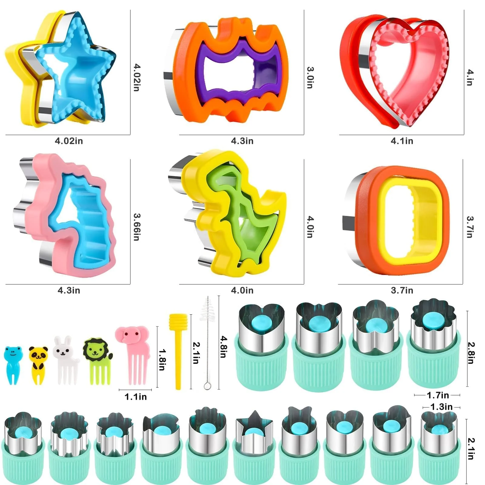 32PCS Sandwich Cutter and Sealer Set Sandwich Cutter for Kids, Vegetable Fruit Cutter Shapes with Food Picks for Kids School Lunch Bento Box Accessories Cookie Cutters - Image 2