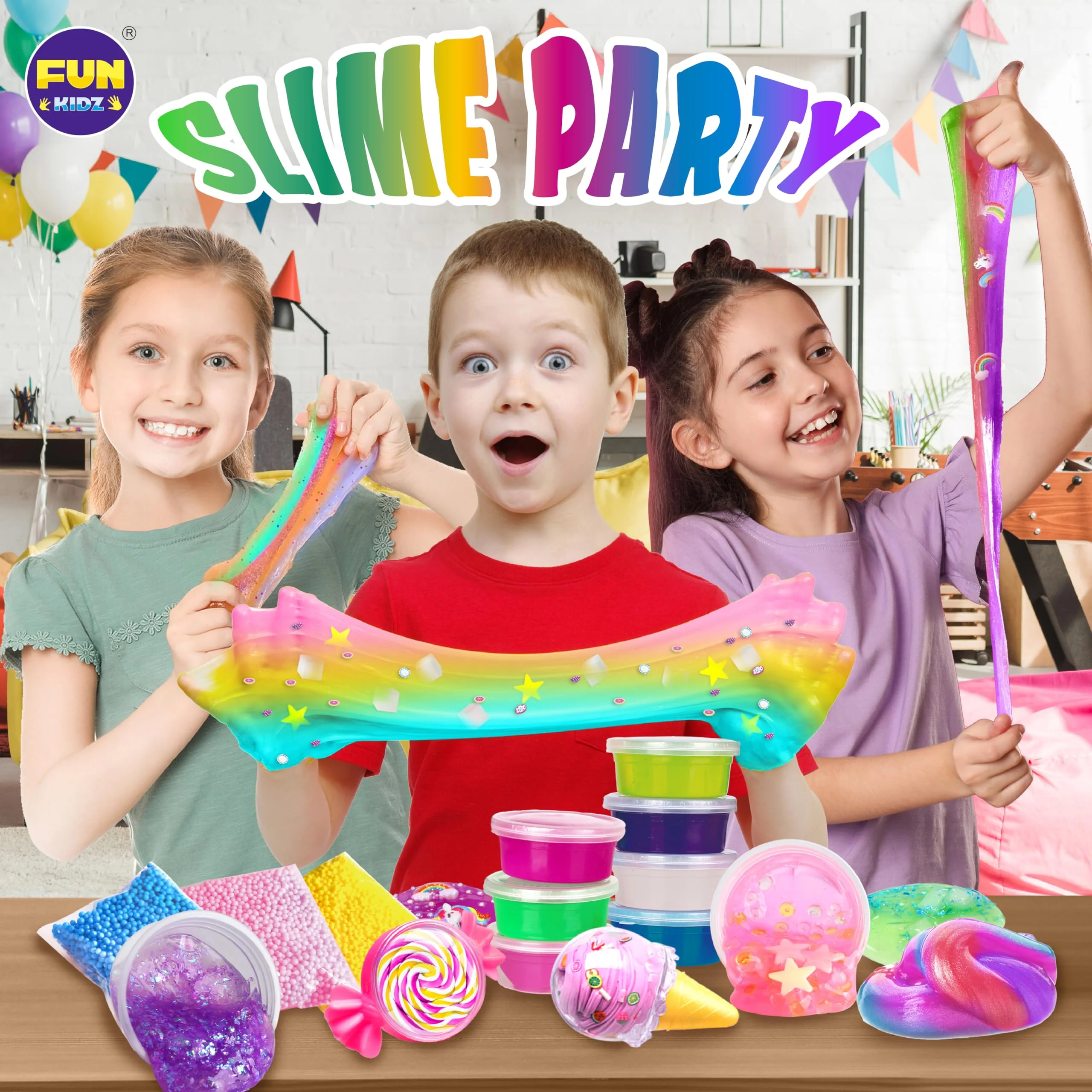 33 Cups Jumbo Slime Kit for Kids, FunKidz Premade Ultimate Slime Pack to DIY Soft, Cloud, Clear, Butter, Glitter, Glow in Dark Slime Making Kit Party Favors Gift Toys for Girls and Boys - Image 8