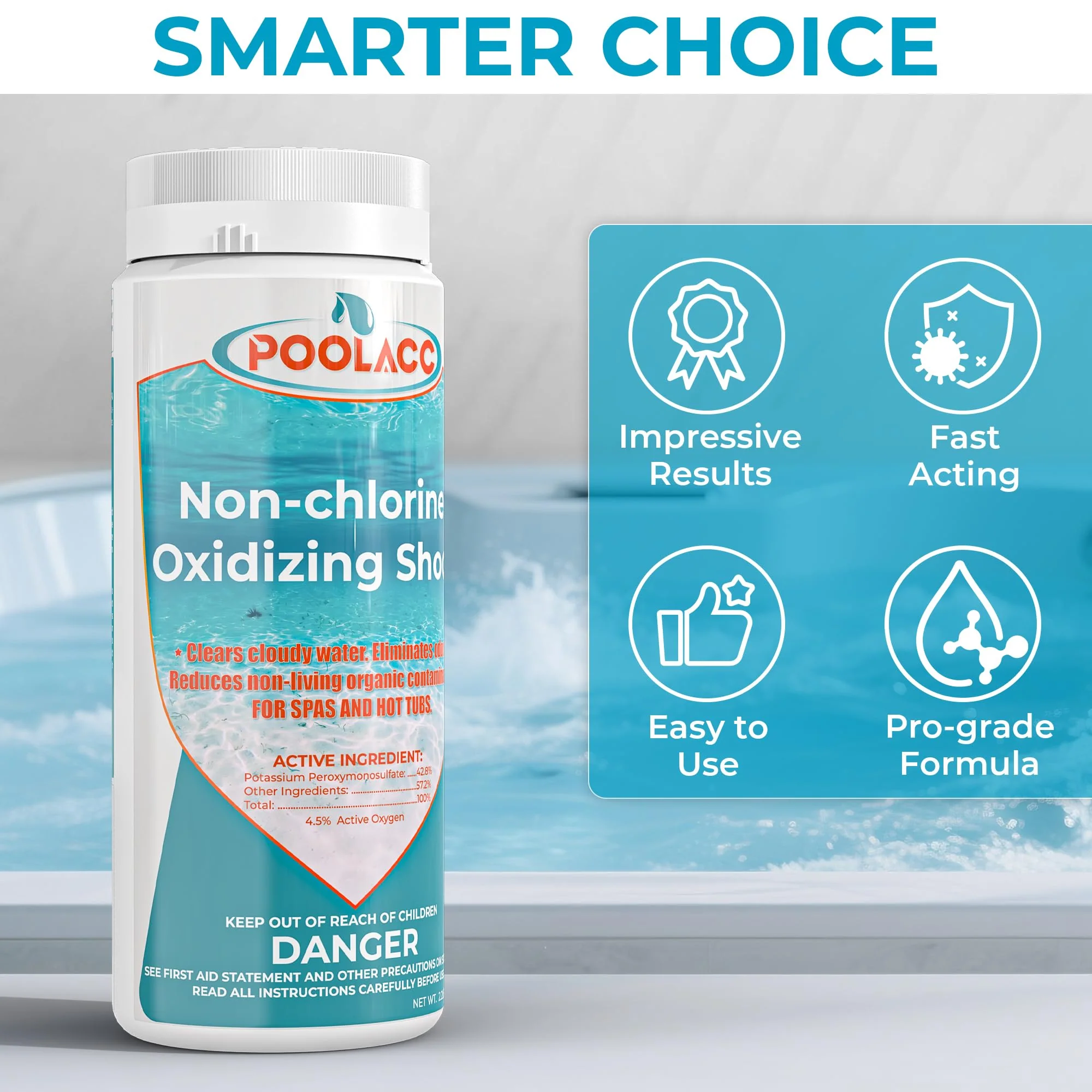 35.2oz Non-Chlorine Spa Shock Oxidizing Cleaner for Hot Tub, Chlorine-Free Water Care & Enhanced Cleaner for Hot Tubs, Spas and Pools, Quick Dissolving, Fast-Acting - 2.2 Lbs. - Image 7