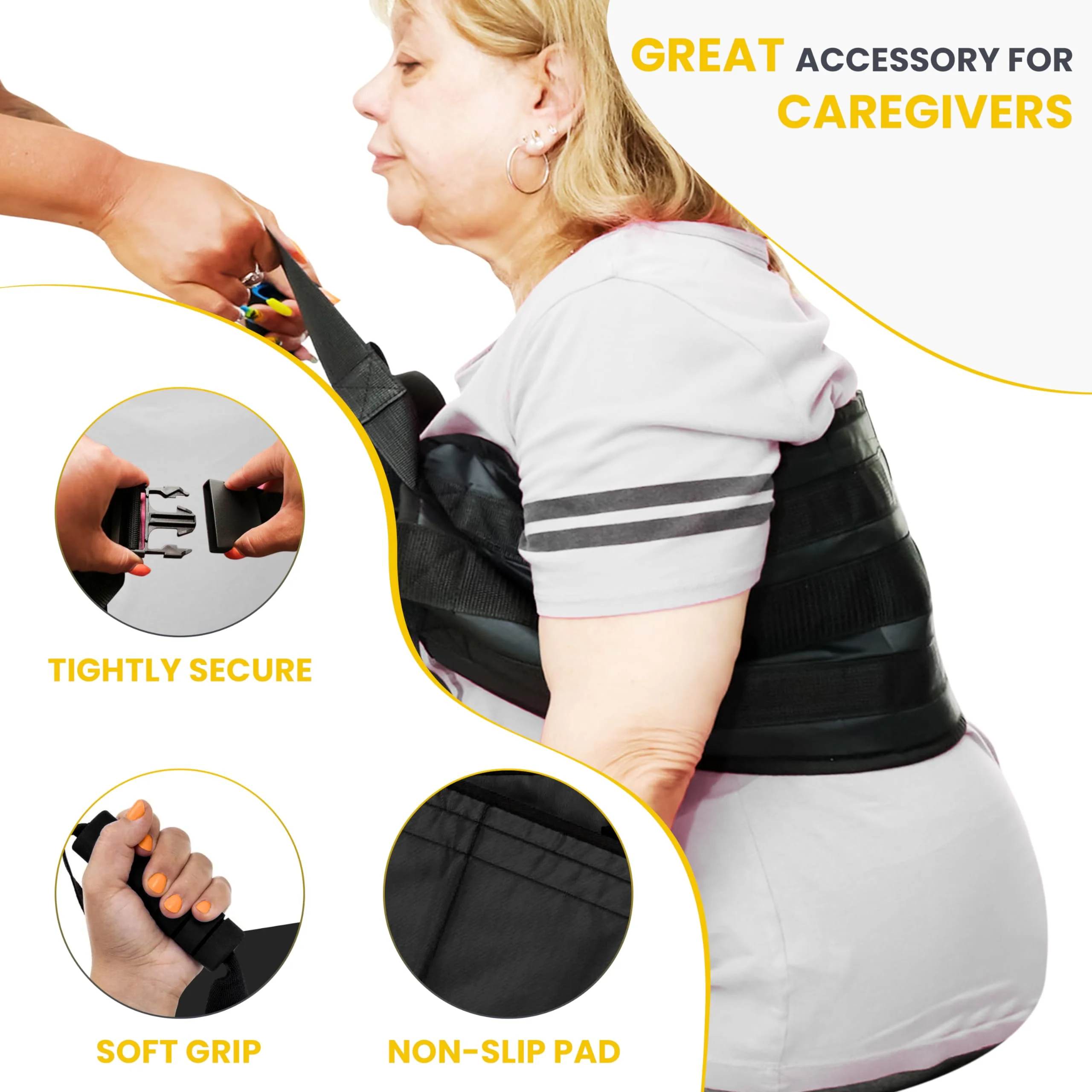 35 Inch Patient Transfer Sling For Elderly and Disabled - Lift Assist for Elderly, Gait Belt For Seniors, Patient Lift Mobility Equipment For Elderly, Transfer Belt Lifting Strap for Bedridden Injured - Image 5