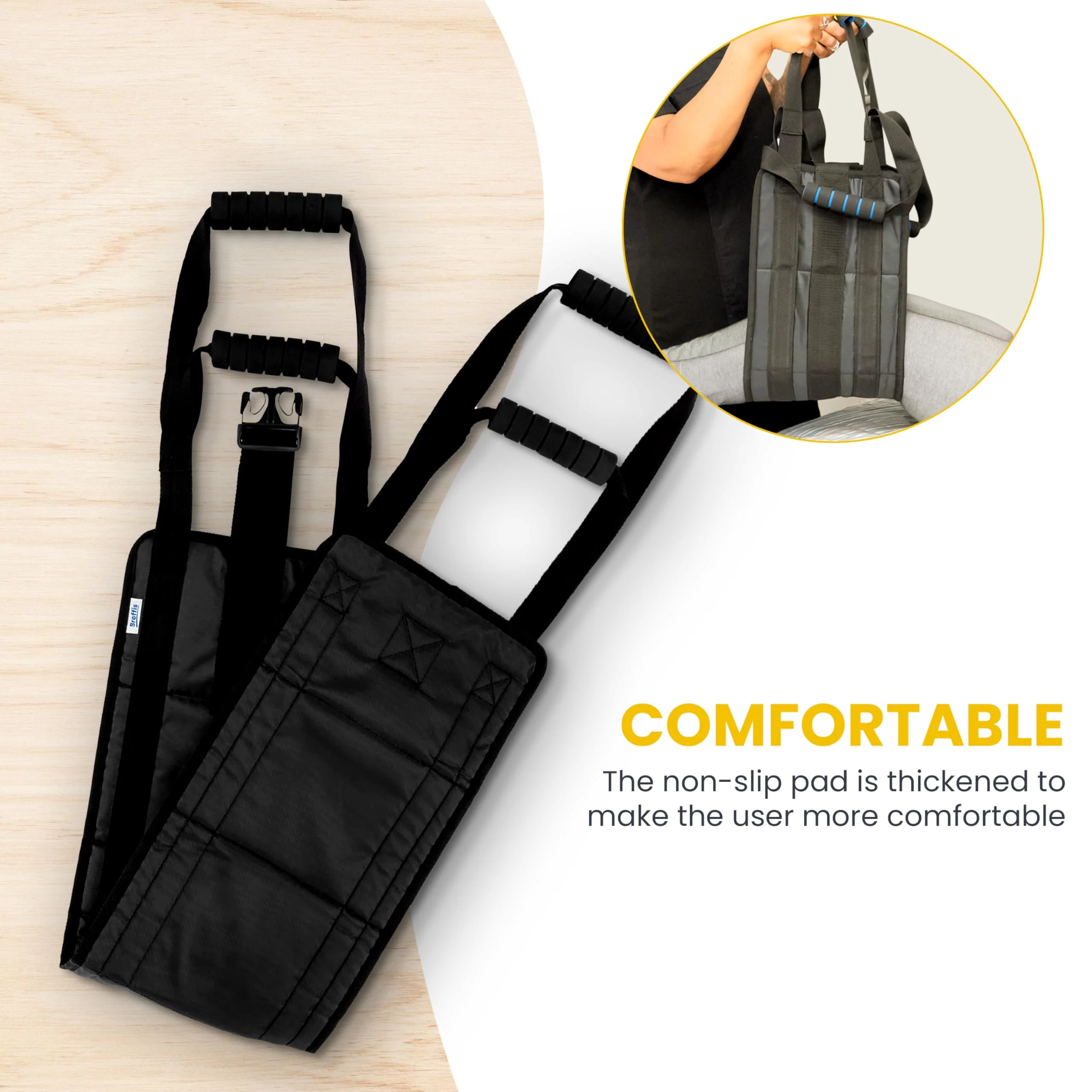 35 Inch Patient Transfer Sling For Elderly and Disabled - Lift Assist for Elderly, Gait Belt For Seniors, Patient Lift Mobility Equipment For Elderly, Transfer Belt Lifting Strap for Bedridden Injured - Image 6