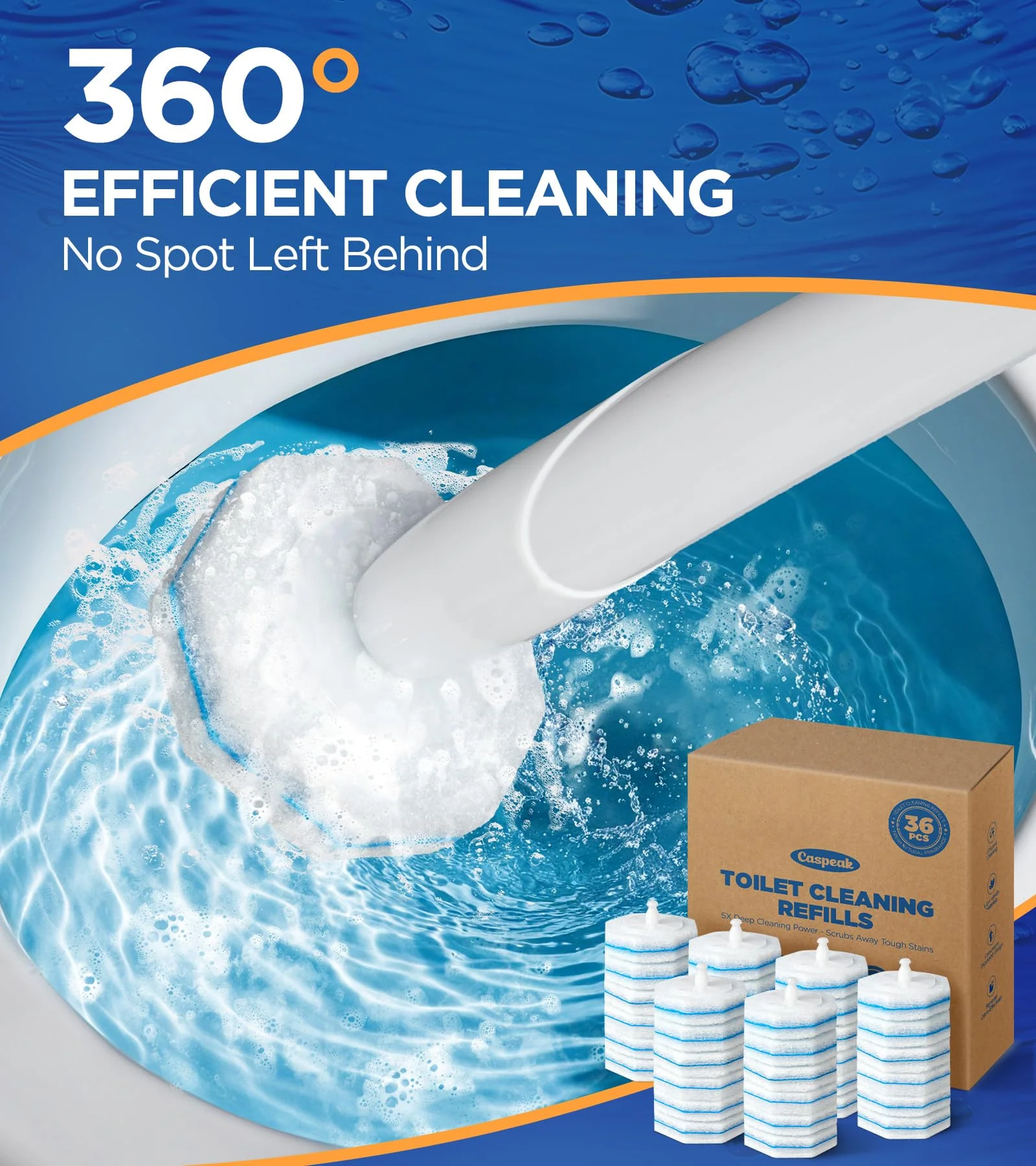 36 Count Toilet Wand Refills For Clorox Toilet Wand, 5X Cleaning Power Toilets Bowl Cleaners With Exclusive Formula, High-Density Disposable Toilets Brush Scrubber - No Falling Apart, Fresh Fragrance - Image 2