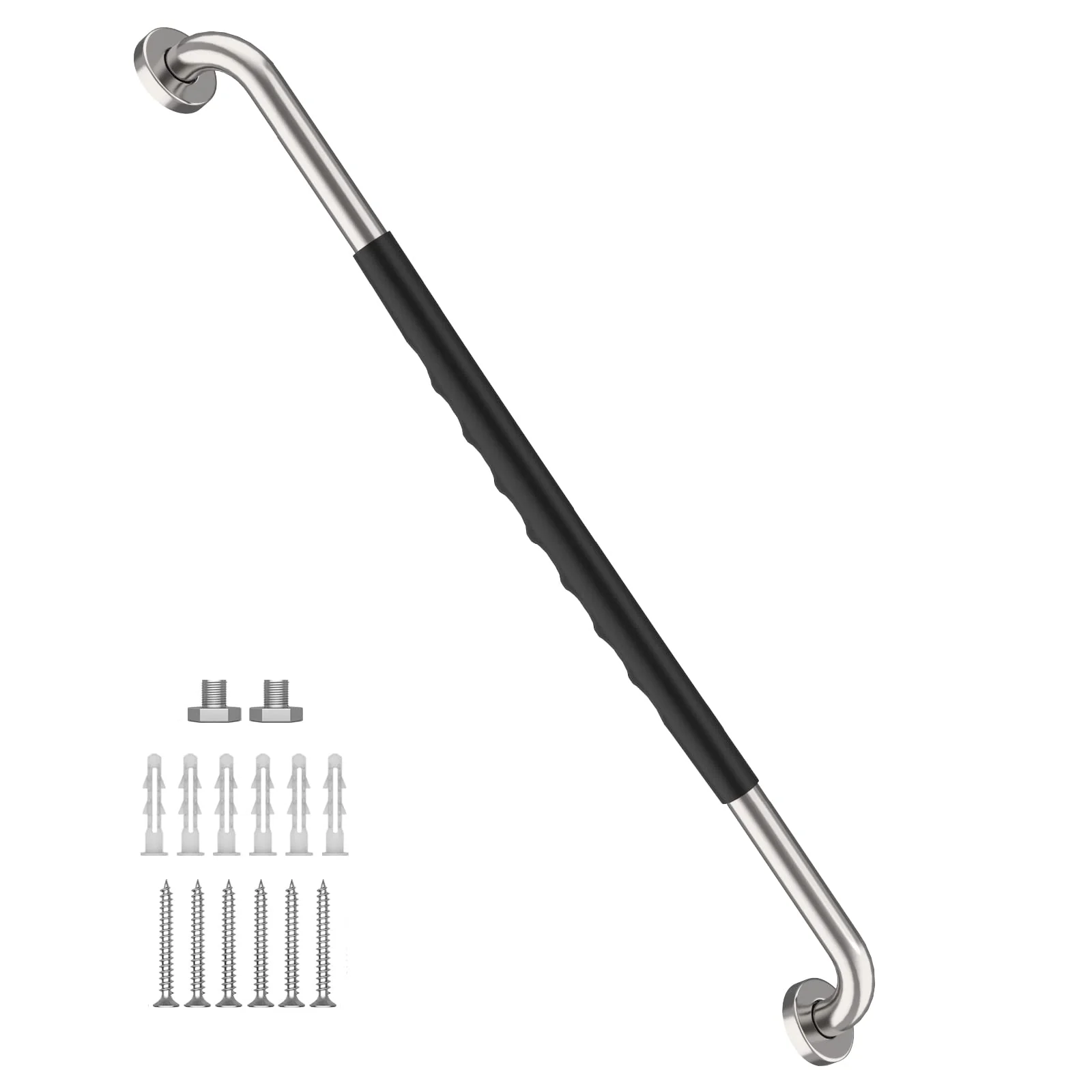 36 Inch Shower Grab Bar w/Anti Slip Rubber Grip, Munzong Stainless Steel Bathroom Grab Bar, Chrome Bathroom Balance Bar,Safety Handrail Support,Handicap Injury Elderly Senior Assist Bath Handle - Image 2