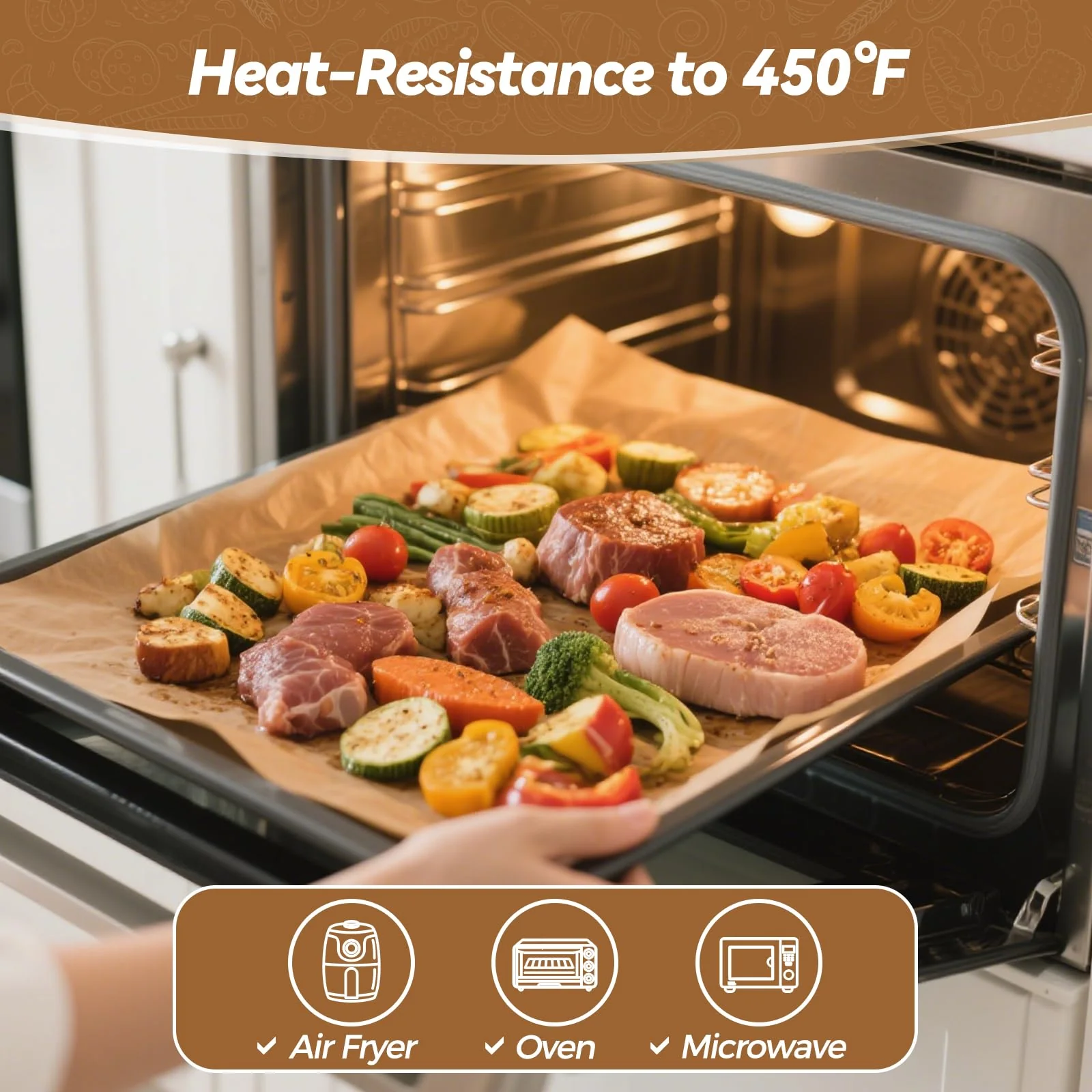 360 Count 12"x 16" Heavy Duty Parchment Paper Sheets for Baking, No-Stick & No-Leak Unbleached Baking Paper, Pre-cut Half Parchment Paper Sheets for Oven, Air Fryer, Microwave - Image 4