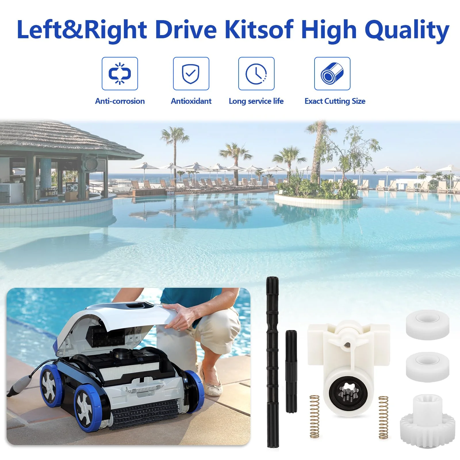 360289 Left Drive Kit & 360290 Right Drive Kit Pool Cleaner Bearings Tune Up Kit for Pentair Kreepy Krauly Rebel & Kreepy Krauly Warrior Pool Automatic Suction Cleaners/Vacuum Drive Axle Assembly - Image 2