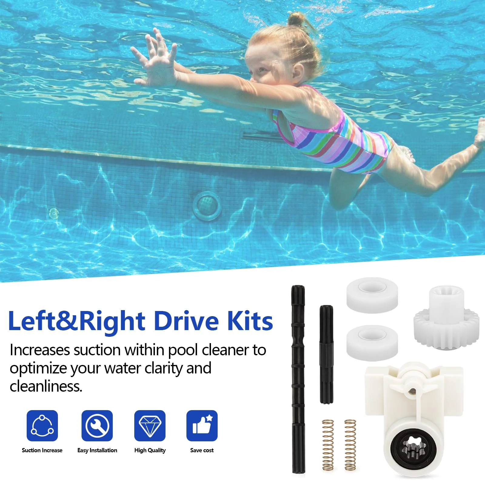 360289 Left Drive Kit & 360290 Right Drive Kit Pool Cleaner Bearings Tune Up Kit for Pentair Kreepy Krauly Rebel & Kreepy Krauly Warrior Pool Automatic Suction Cleaners/Vacuum Drive Axle Assembly - Image 4