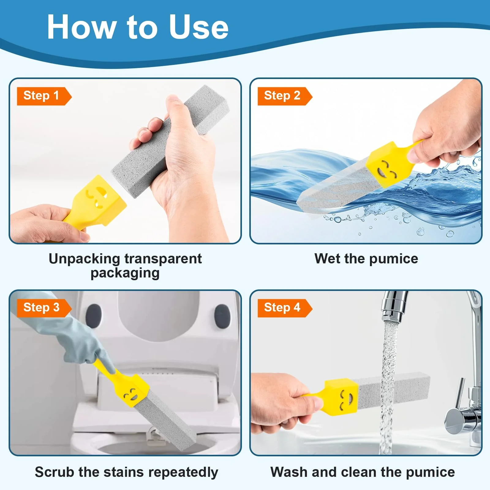 38 Pack Pumice Stone with 2 Handles, Toilet Bowl Cleaner Ring Remover, Pumice Stone for Toilet Cleaning, Bathtub, Grill, Pool, Sinks, Stove Grates - Reusable Scouring Stones Cleaner - Image 5