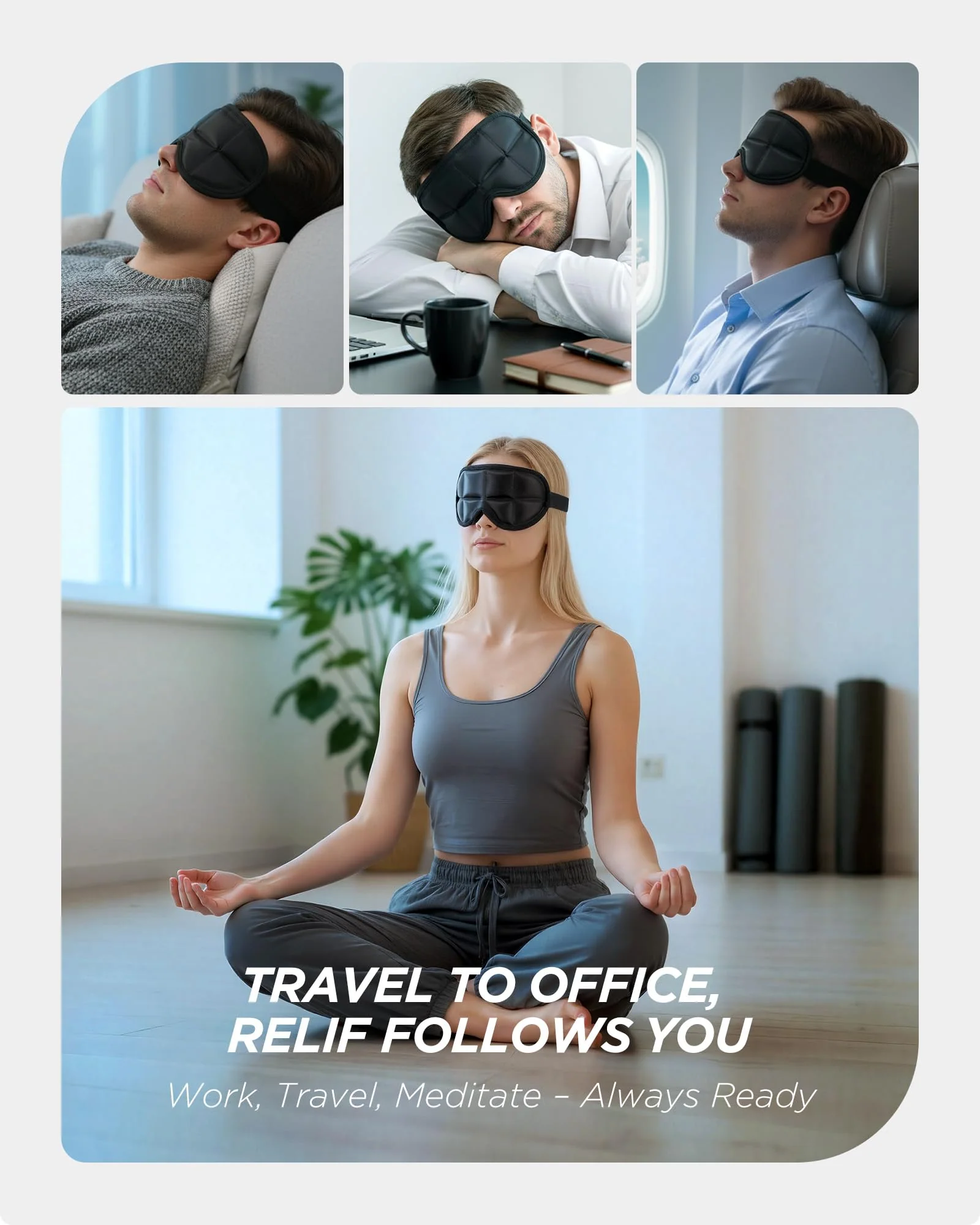 3D Cooling Sleep Mask with Double Coldfocus Gel - Frozen Cold Gel Eyes Mask with Contoured Blackout Hot & Cold Therapy for Women, Men Sleeping on Airplane Traveling for Migraine, Dry Puffy Eye,2 Packs - Image 2