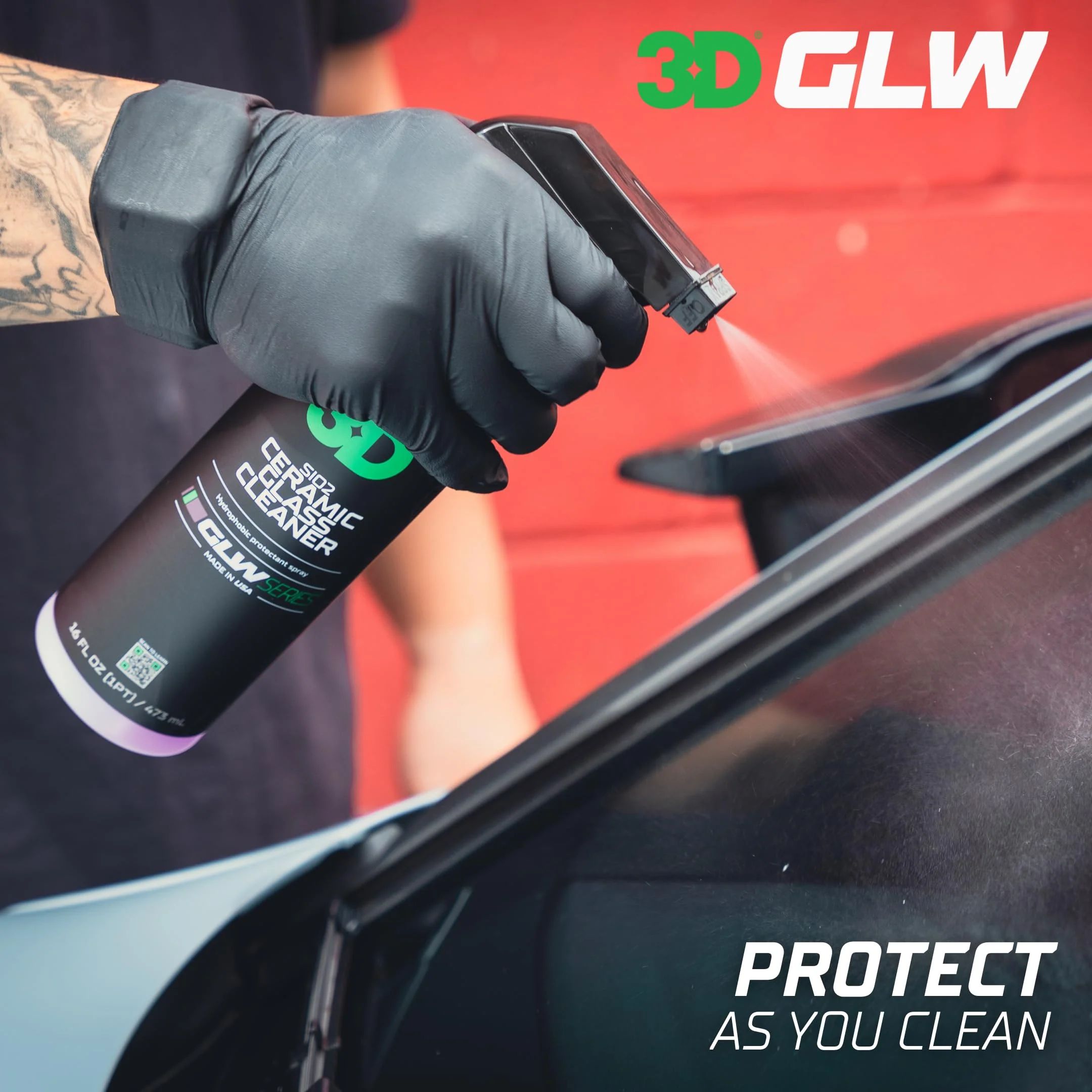 3D SiO2 Ceramic Glass Cleaner, GLW Series | Water & Rain Repellent | All-Weather Protective Ceramic Glass Cleaner | Safe for Tinted, Non-Tinted Windows & Mirrors | DIY Car Detailing | 64 oz - Image 6