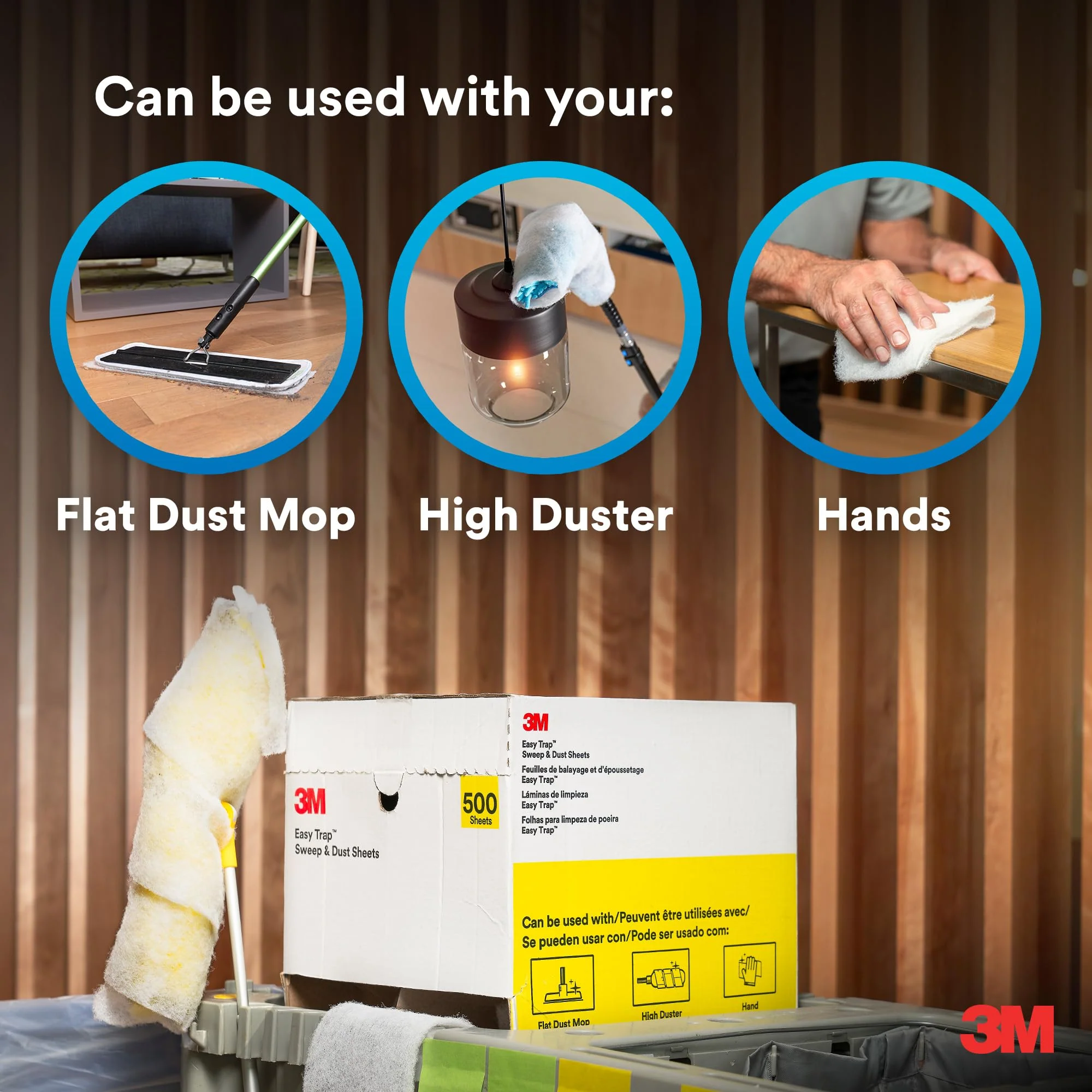 3M Easy Trap Sweep and Dust Sheets, 1 Roll of 60 8" x 6" Sheets, Disposable Easy Sweep Floor Duster, Picks Up 8x More Dirt, Dust, Sand, Hair, Works on Dry or Wet Surfaces, Hardwood Floors, 59152W - Image 3