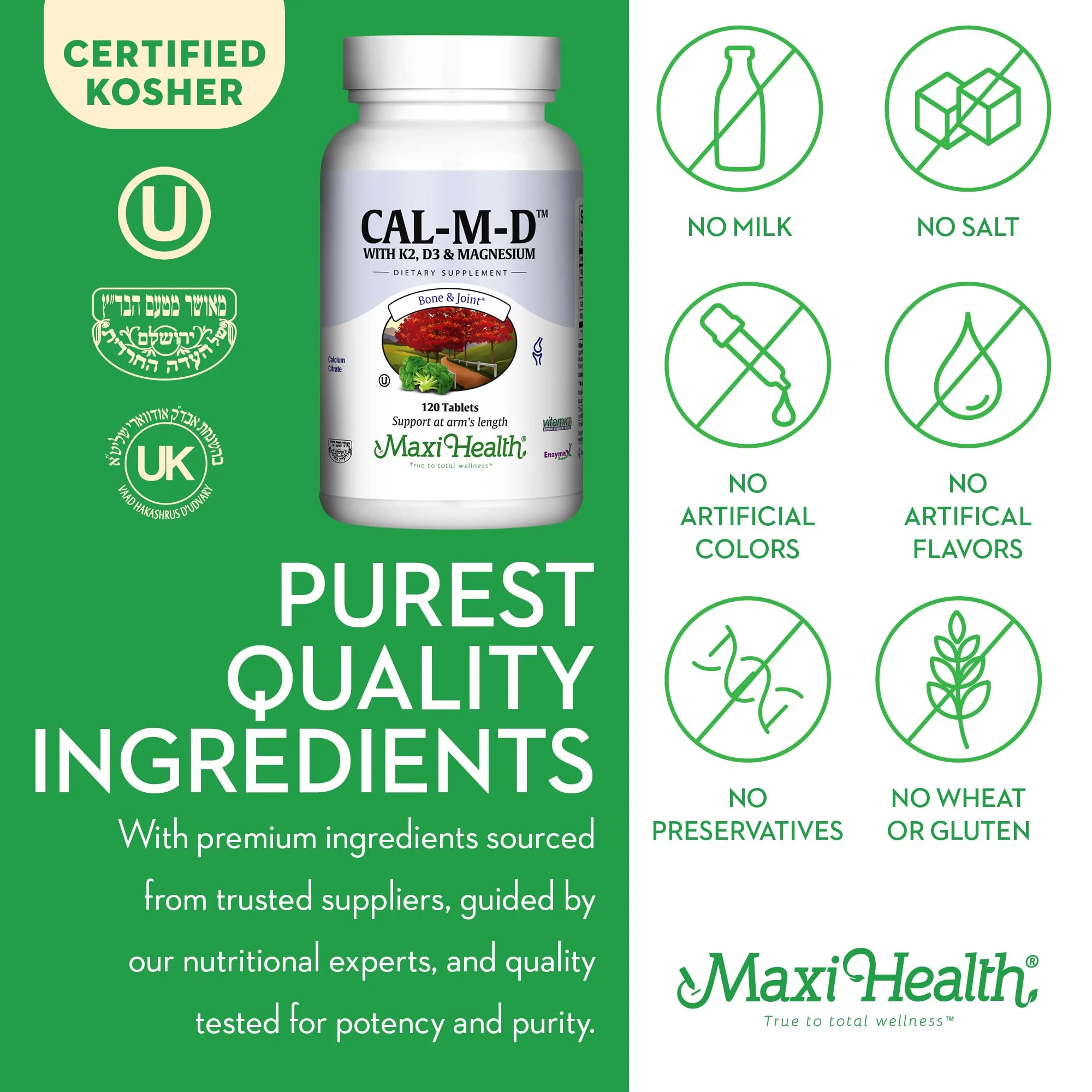 4-in-1 Calcium 1000mg with Vitamin D3 - Calcium Supplement for Women and Men with Vitamin K2 D3 1000 IU - Extra Strength Calcium Citrate for Bone and Heart Support (120ct) - Image 3