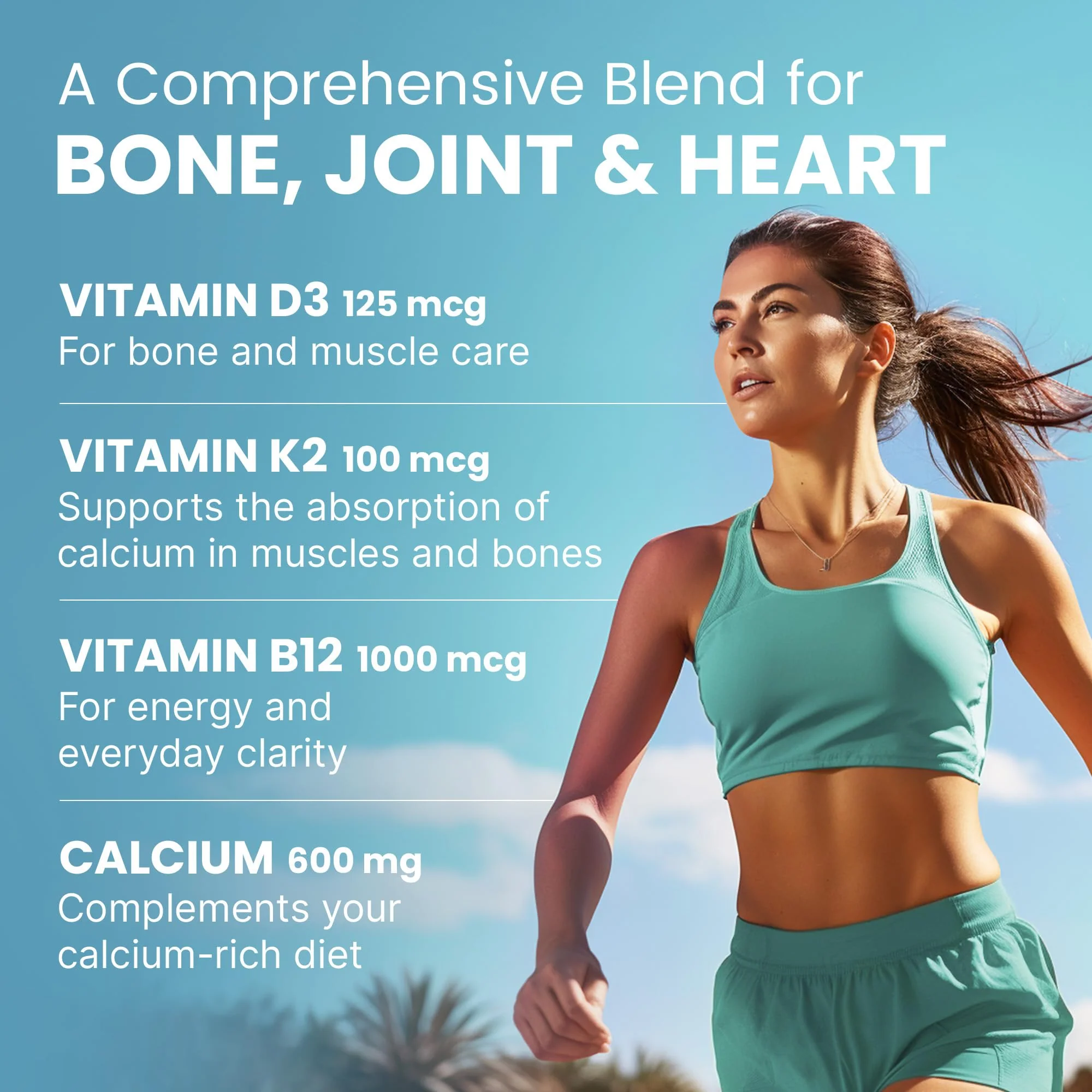 4-in-1 Calcium Supplements for Women & Men - Calcium Citrate with D3 K2 Vitamin 5000 IU - Calcium 600mg with Vitamin D3 K2 - Everyday Vitality Supplement - Vegan-Friendly, Gluten-Free (480 Capsules) - Image 4