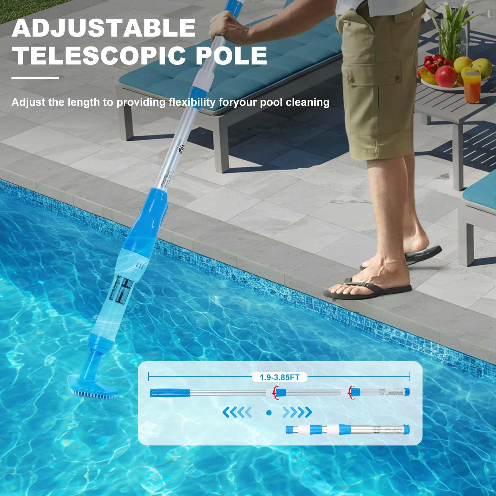 4 in 1 Cordless Rechargeable Small Pool Vacuum spa hot tub 90 Mins Running Time, 12 Gallons/Min Powerful Suction - Image 7