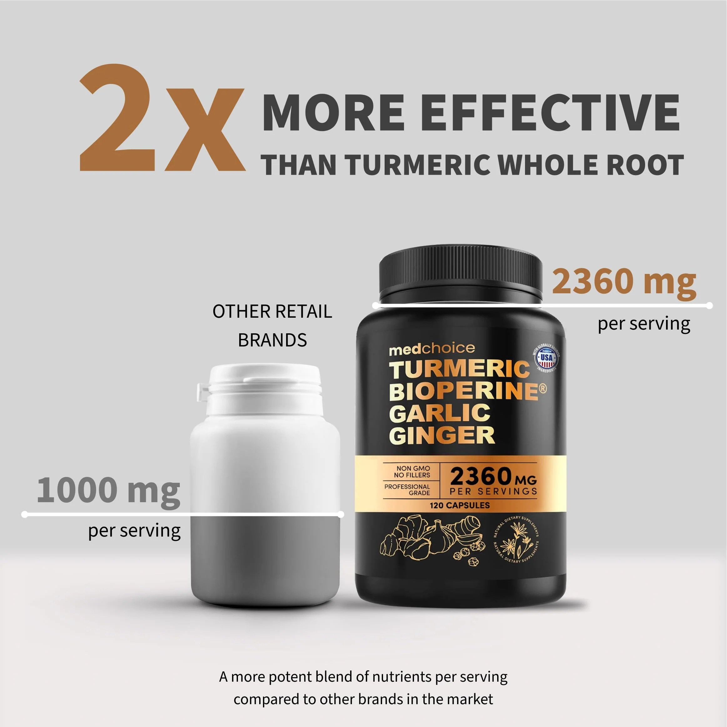 4-in-1 Turmeric Joint Support Supplements with Garlic and BioPerine - 2360 mg High Potency Herbal Blend for Mobility, Everyday Flexibility, Digestive Comfort, Active Aging Support (120ct, Pack of 3) - Image 8