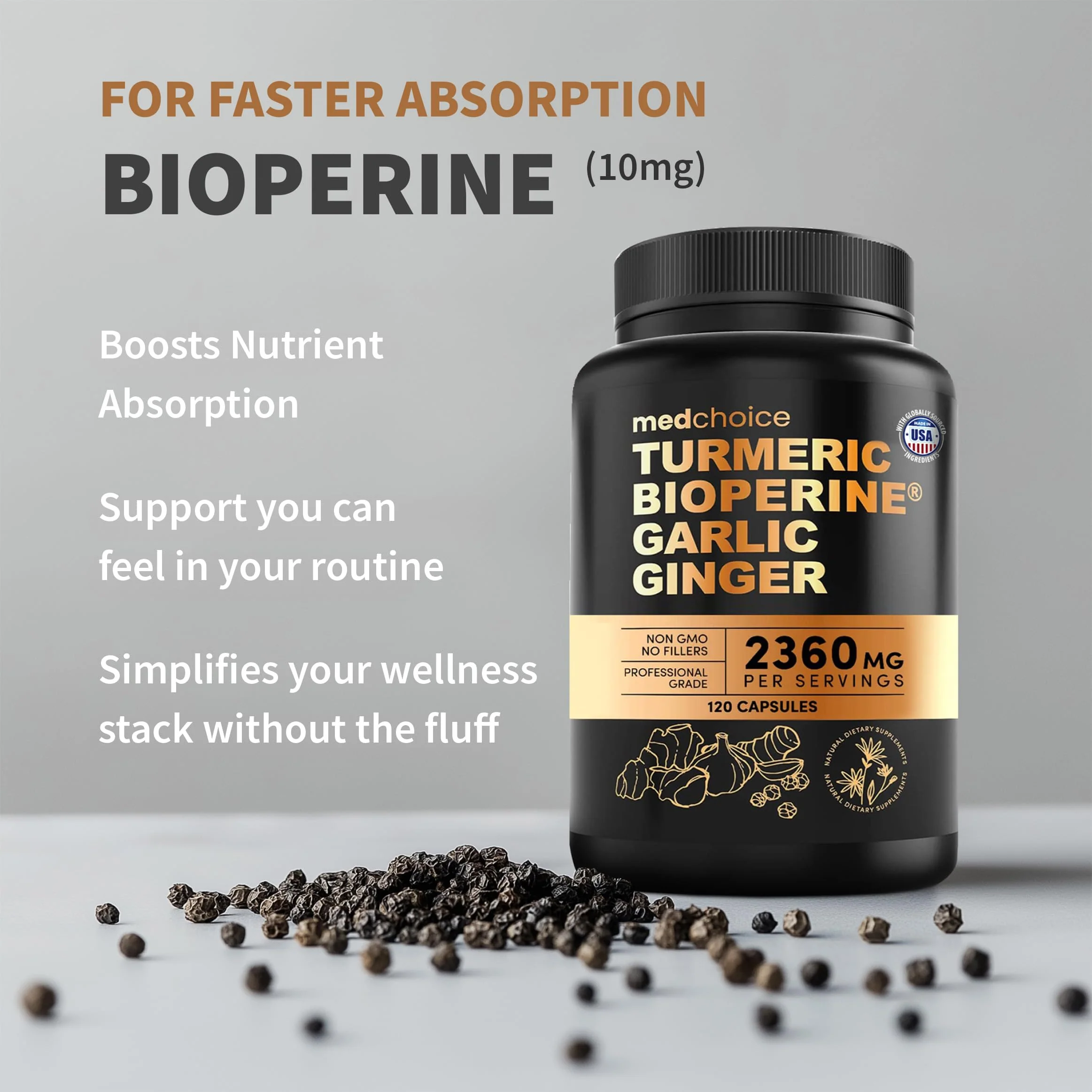 4-in-1 Turmeric Joint Support Supplements with Garlic and BioPerine - 2360 mg High Potency Herbal Blend for Mobility, Everyday Flexibility, Digestive Comfort, and Active Aging Support (120ct) - Image 4