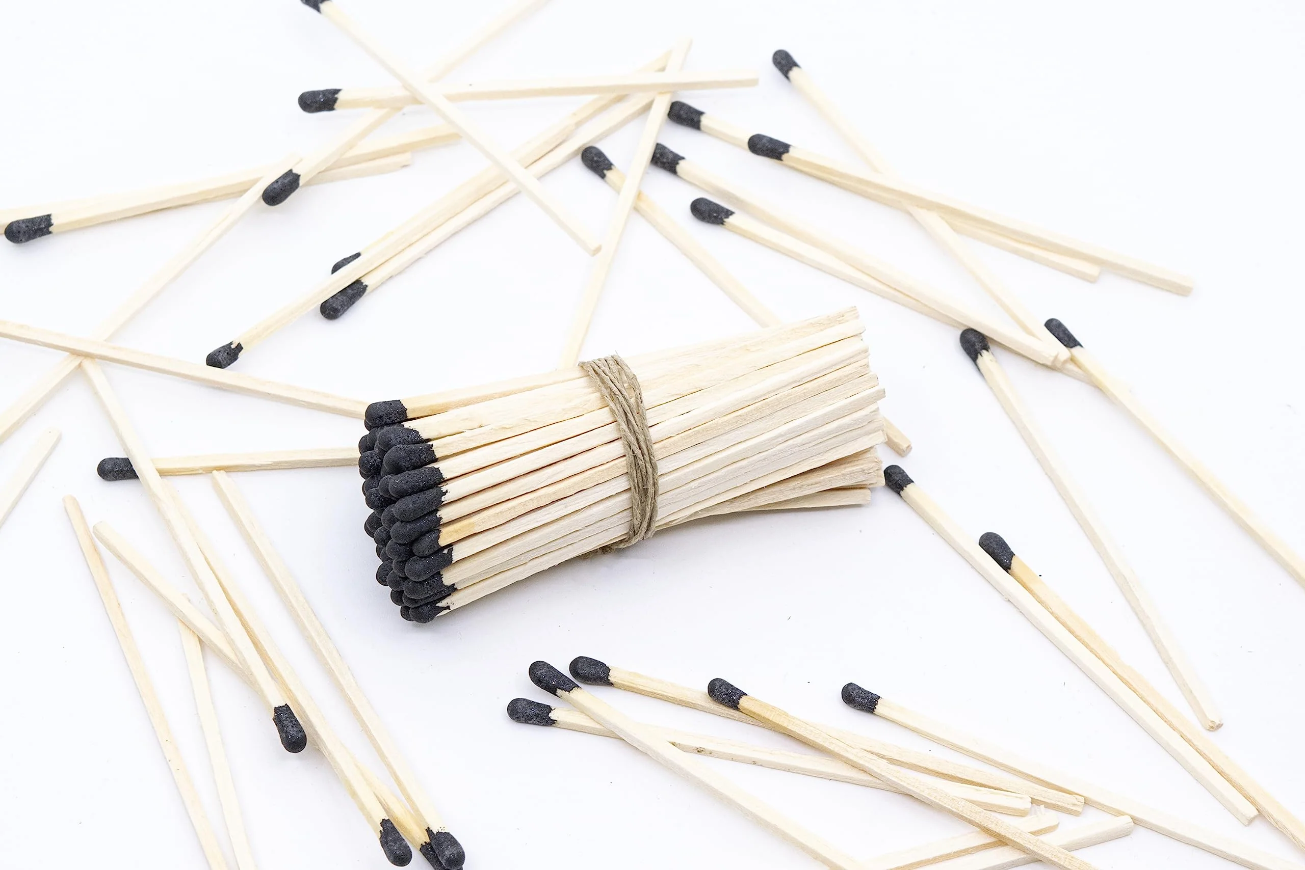 4" Inch Long Wooden Refill Matchsticks with Strike Stickers - Safety Matches Wholesale Bulk Loose by Chandler Studio (100 Pieces, Black) - Image 4