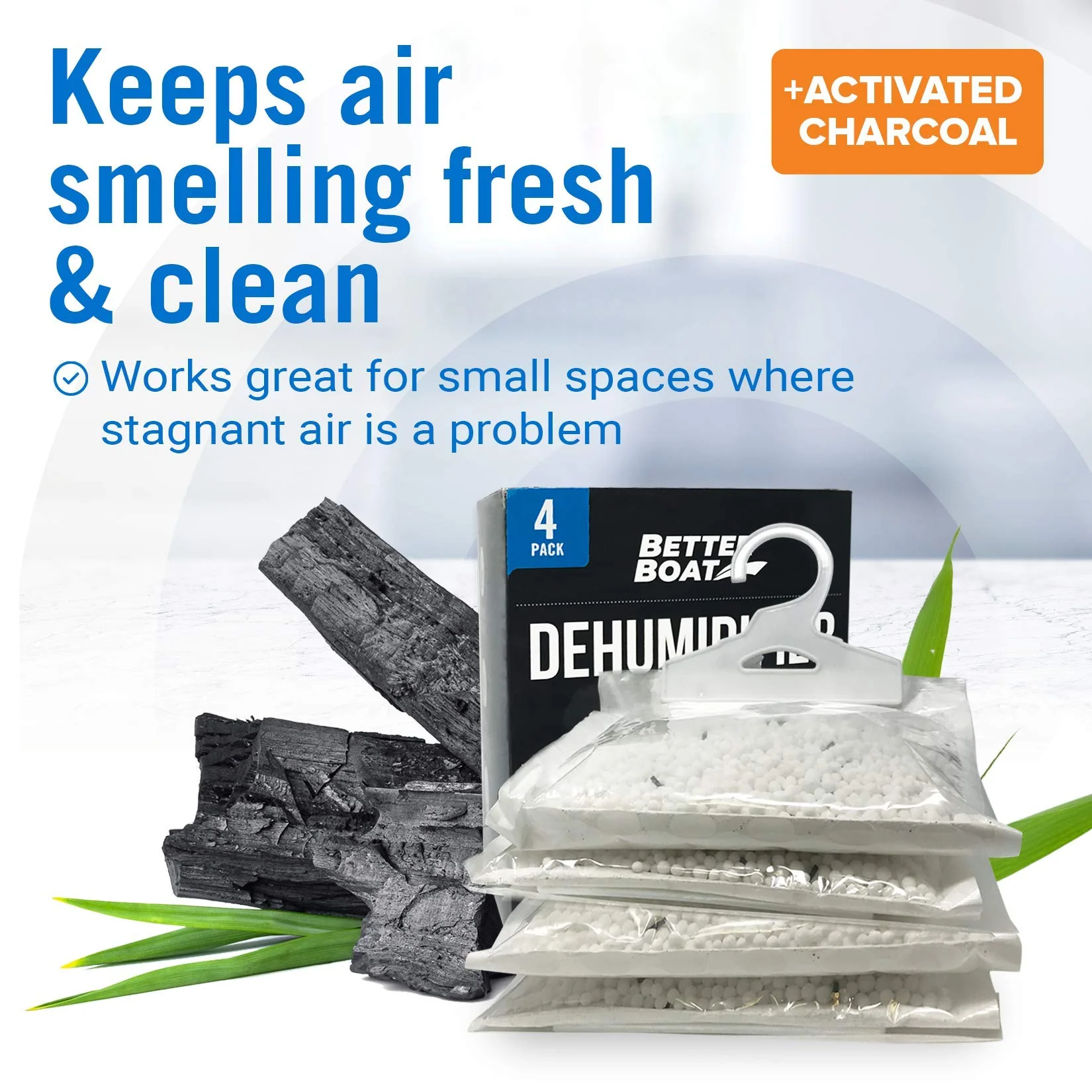 4 Pack Moisture Absorber Hanging Bags, Boat Dehumidifier with Charcoal, Unscented, Removes Dampness and Musty Odors, Ideal for Basement, Closet, Home, Car, RV, and Boating - Image 3