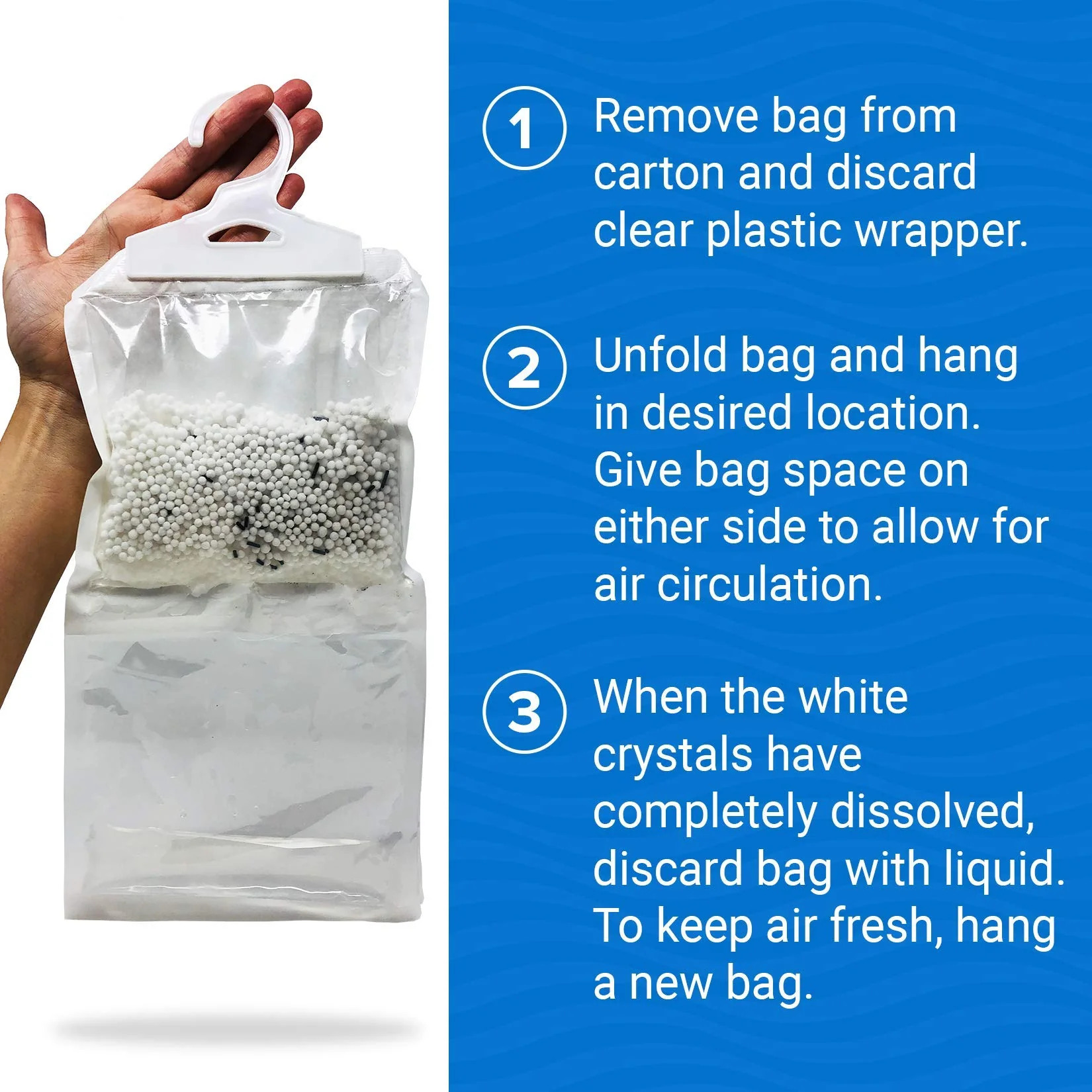 4 Pack Moisture Absorber Hanging Bags, Boat Dehumidifier with Charcoal, Unscented, Removes Dampness and Musty Odors, Ideal for Basement, Closet, Home, Car, RV, and Boating - Image 4