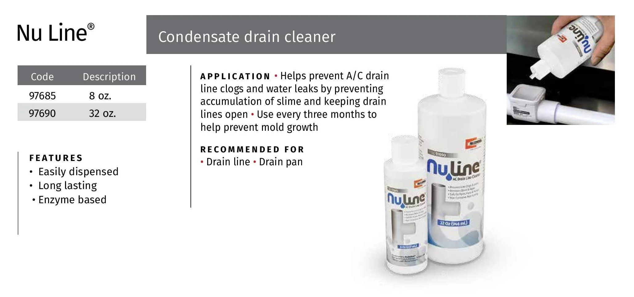 (4)-Pack NuLine HVAC Condensate Nu-Line Drain Cleaner, 8 Ounce - Image 3