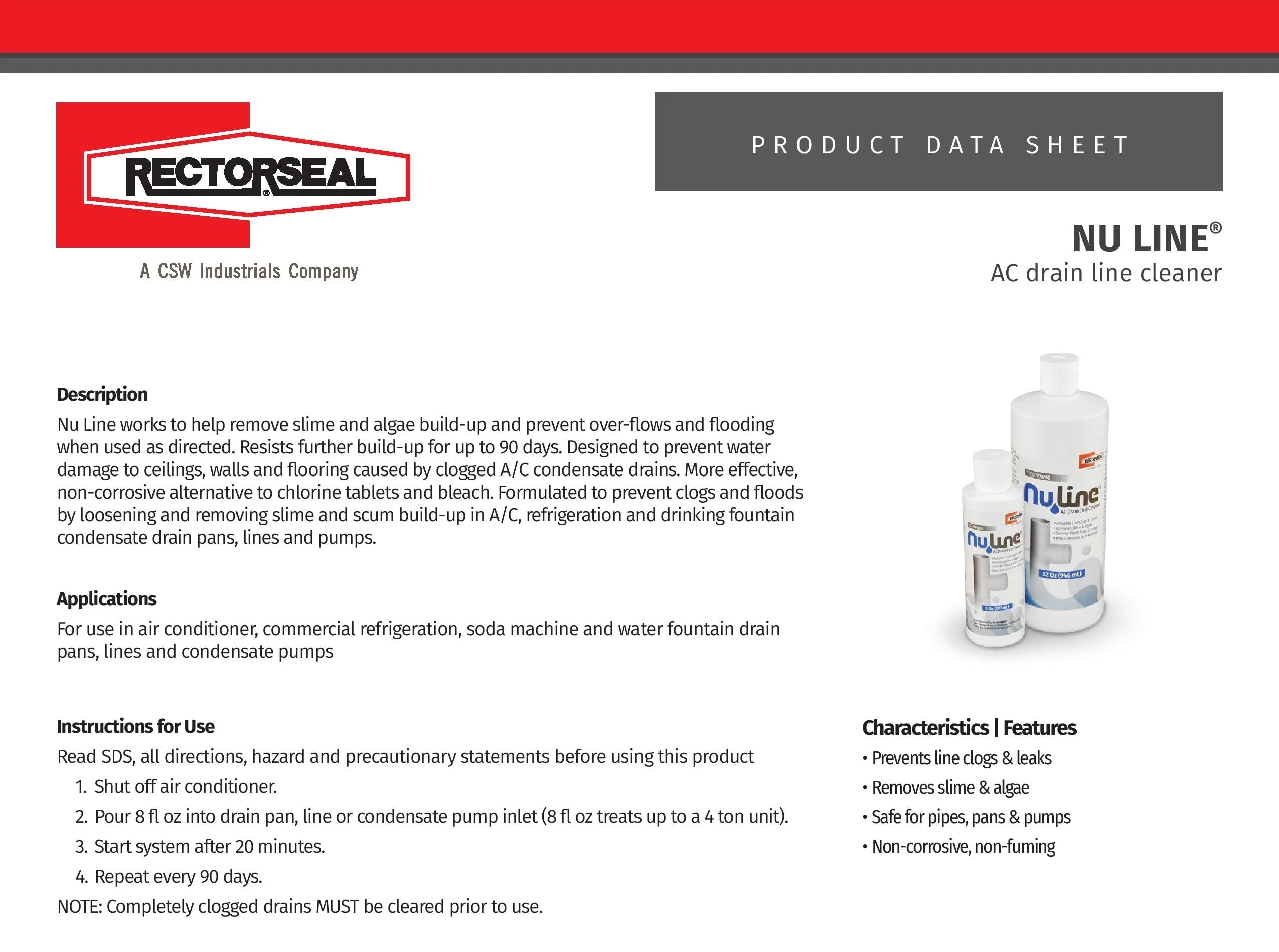 (4)-Pack NuLine HVAC Condensate Nu-Line Drain Cleaner, 8 Ounce - Image 4