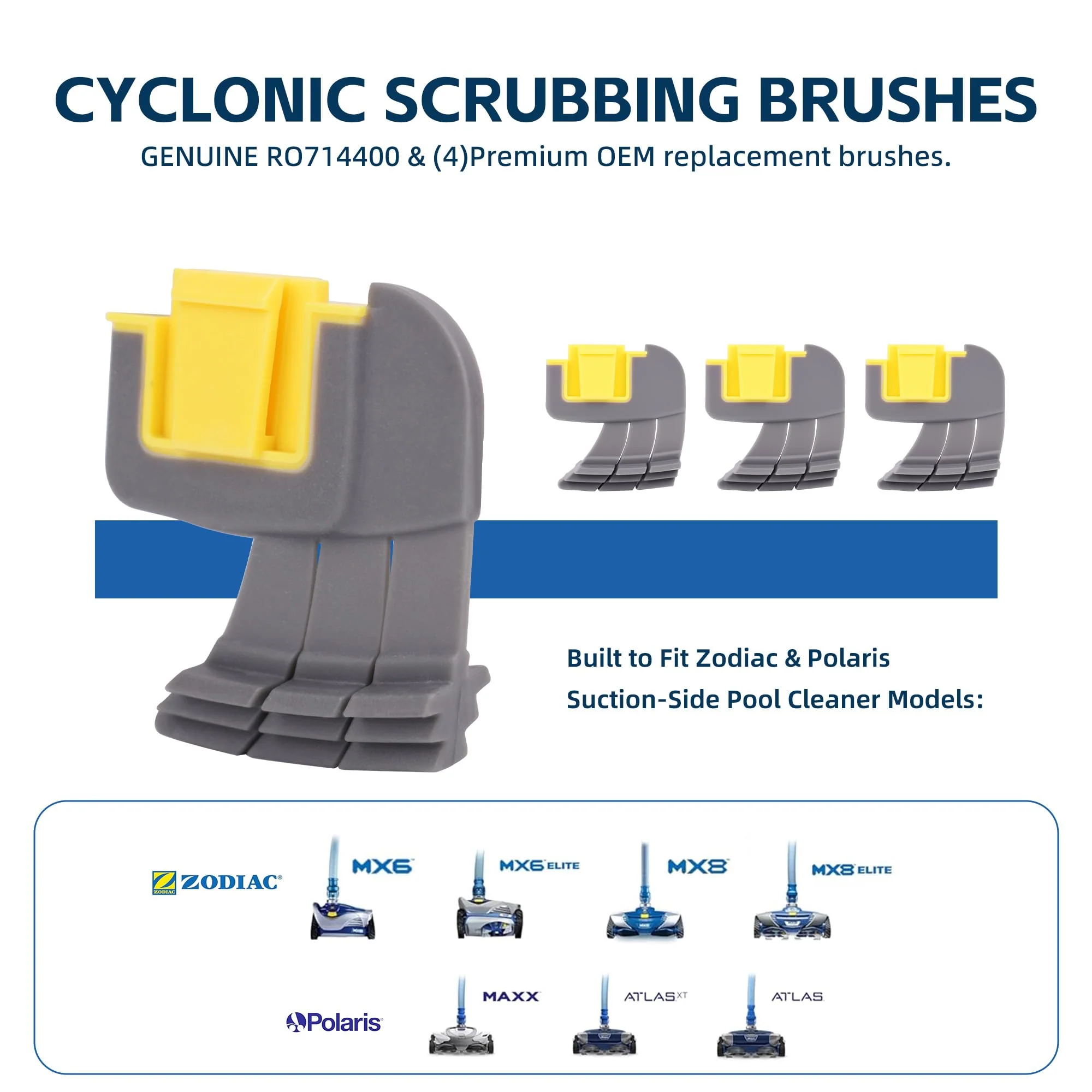 4-Pack Parts Srubbing Brushes R0714400 Compatible with Replace Dirty or Worn Brushes for Zodiac MX6, MX6 Elite, MX8, and MX8 Elite, Also Polaris MAXX, Atlas, and Atlas XT - Image 6