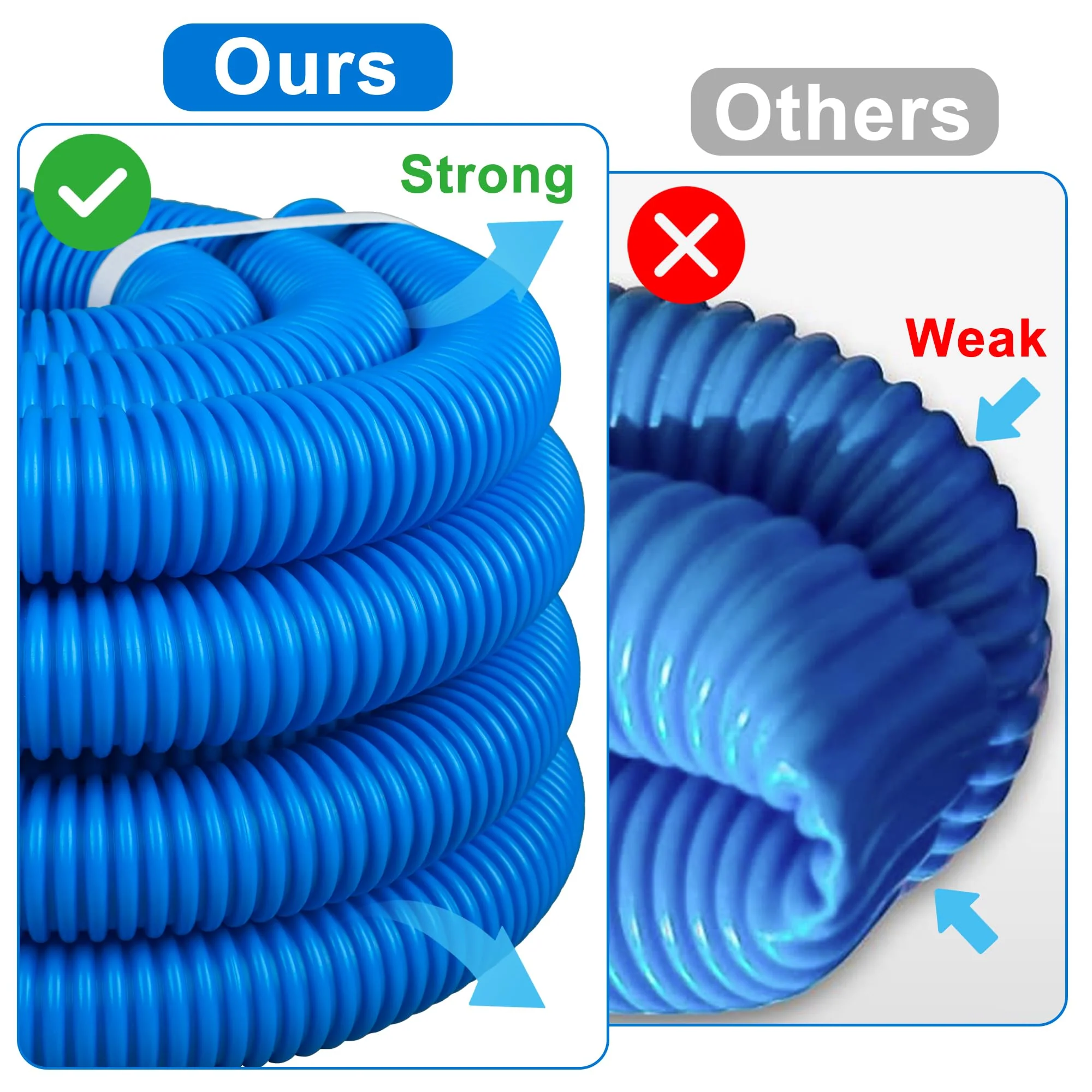 4 Pack Pool Hoses for Above Ground Pools 1.25" x 59" Replacement Pool Pumps Hose Filter Pumps Hose with 8 Metal Clamps for Swimming Pools Filter Pump - Image 3