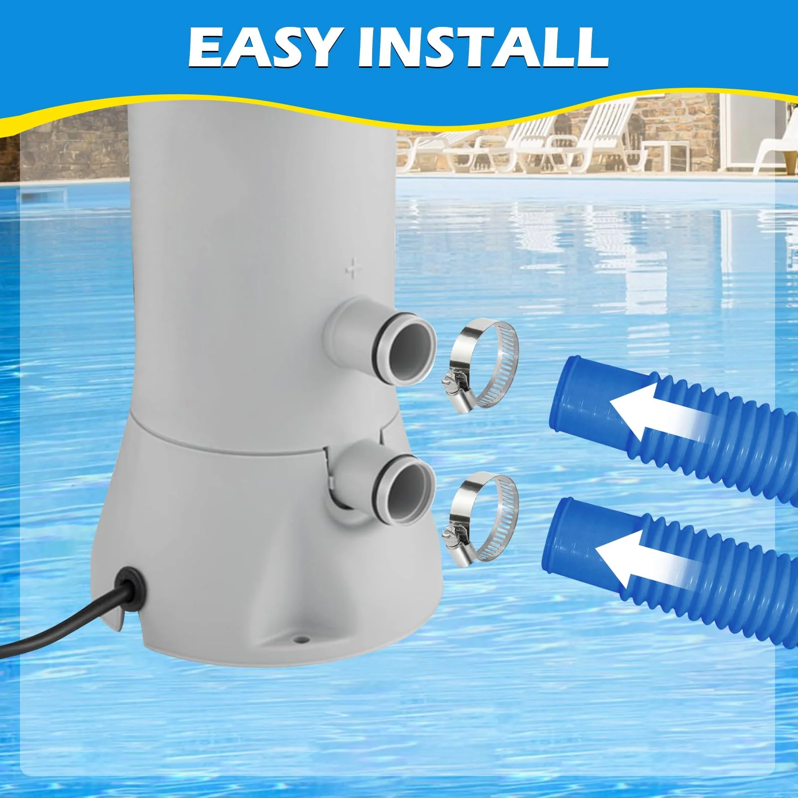 4 Pcs 1.25" Pool Hose, 59" Long Accessory Pool Pump Replacement Hoses, Compatible with All Above Ground Pool Filter Pumps that Use 1 1/4 Diameter Hoses - Image 2
