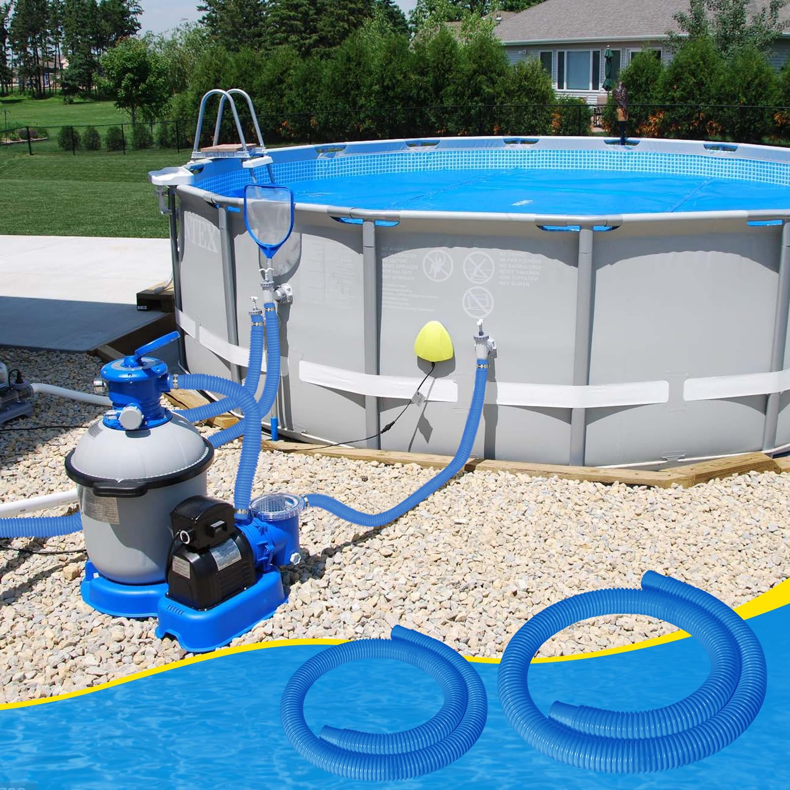 4 Pcs 1.25" Pool Hose, 59" Long Accessory Pool Pump Replacement Hoses, Compatible with All Above Ground Pool Filter Pumps that Use 1 1/4 Diameter Hoses - Image 3