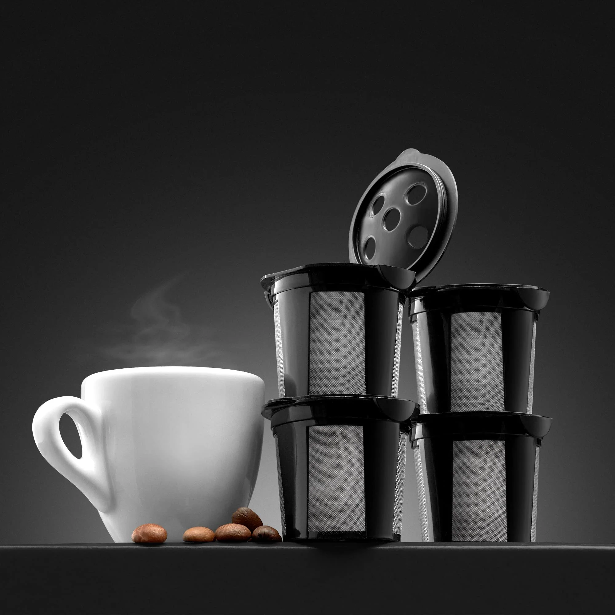 4 Reusable K Cups for Keurig K Supreme, K Supreme Plus, K Slim with Multistream Technology, K-Duo Hot & Iced Single Serve (Gen 2) - 4 Black Refillable Kcups Coffee Filters for Keurig Coffee Makers - Image 6